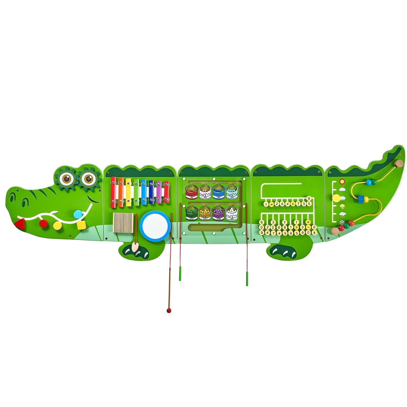 VEVOR Crocodile Activity Wall Busy Board Panels 9 Activities Sensory Wall Panel
