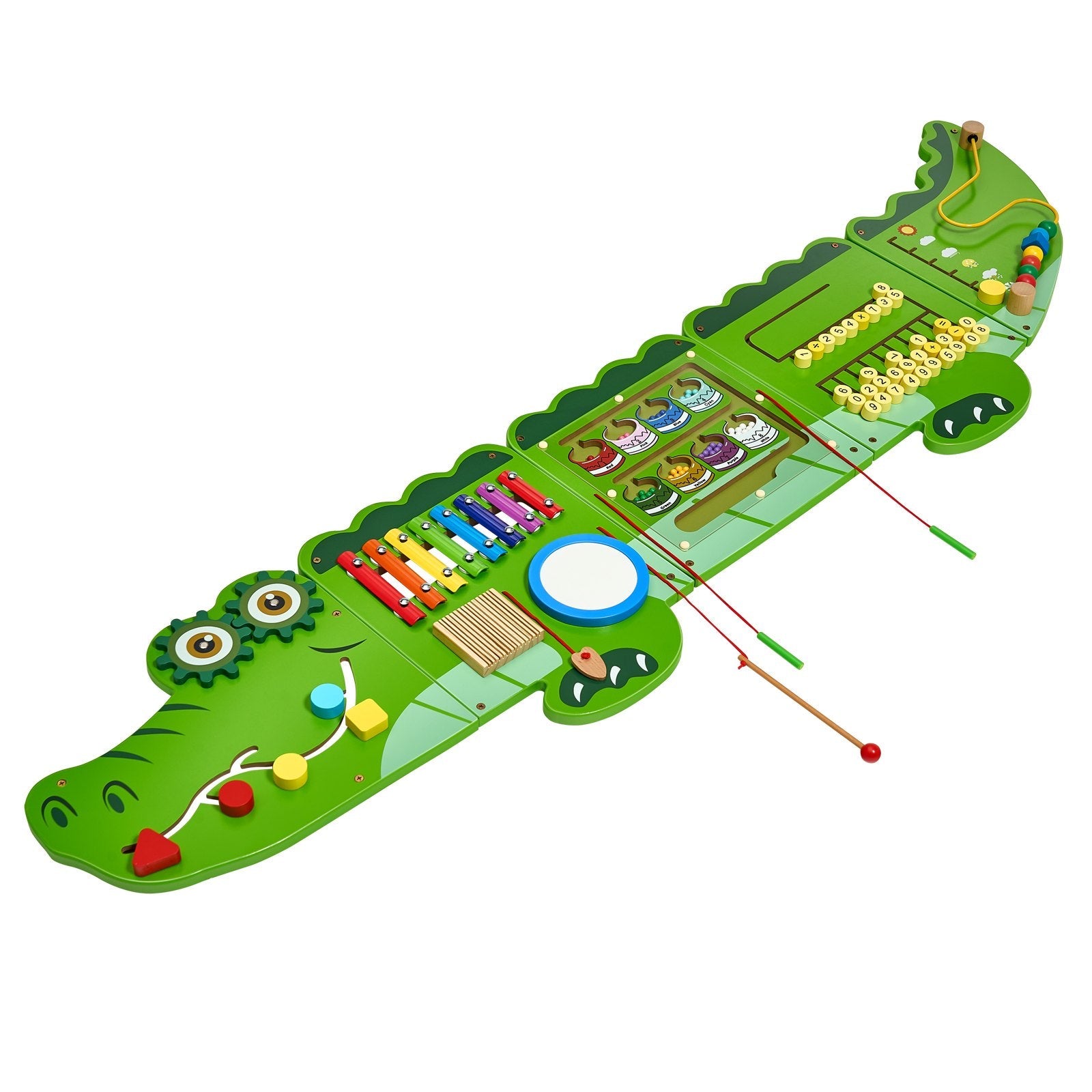 VEVOR Crocodile Activity Wall Busy Board Panels 9 Activities Sensory Wall Panel