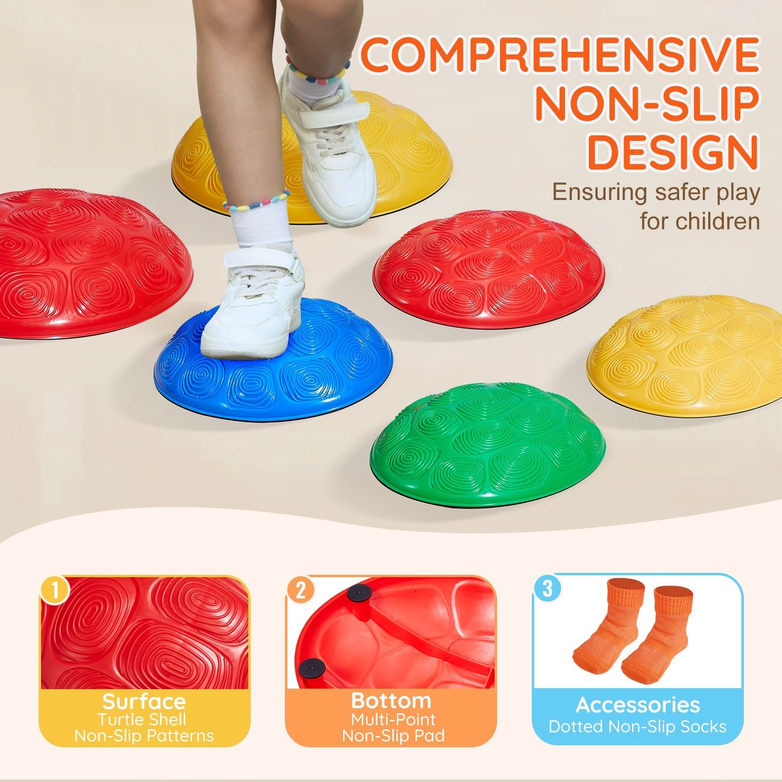 VEVOR Kids Balance Stepping Stones Sensory Obstacle Course 6 PCS Outdoor Indoor