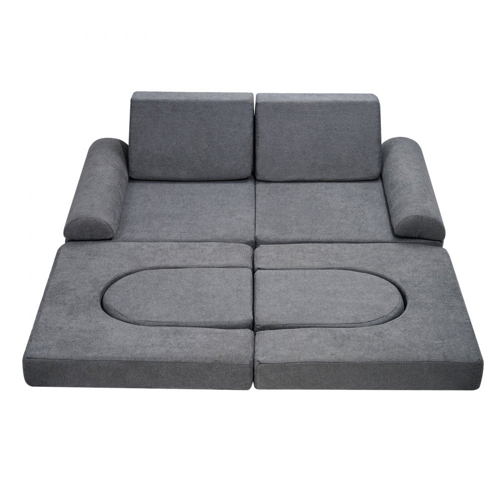 VEVOR Modular Kids Play Couch 10Pcs DIY Creative Toddler Sectional Sofa Grey