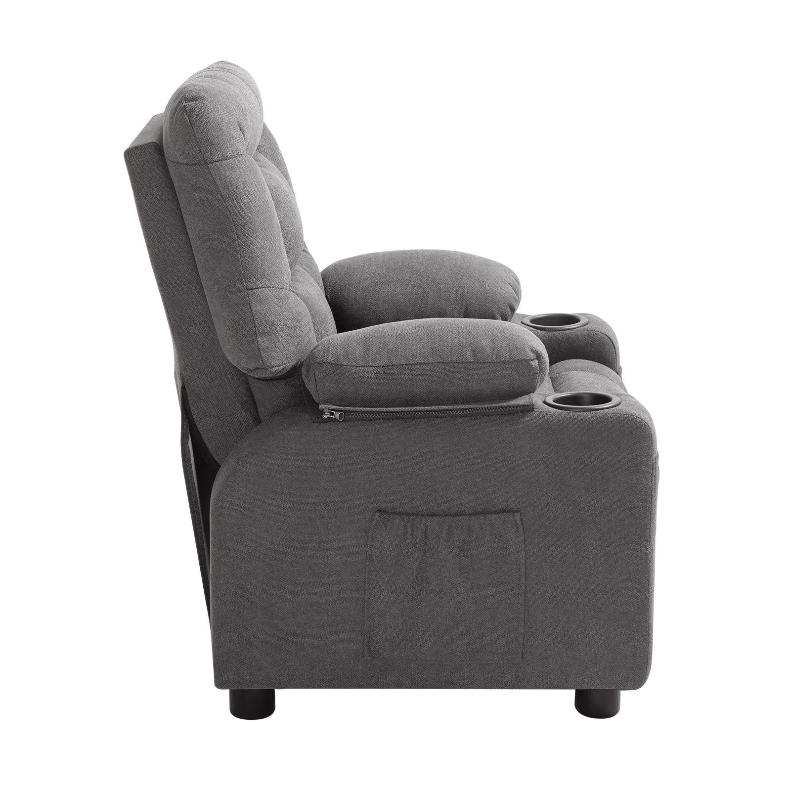 VEVOR Kids Reclining Chair Toddler Recliner with Cup Holders and Pockets (Grey)