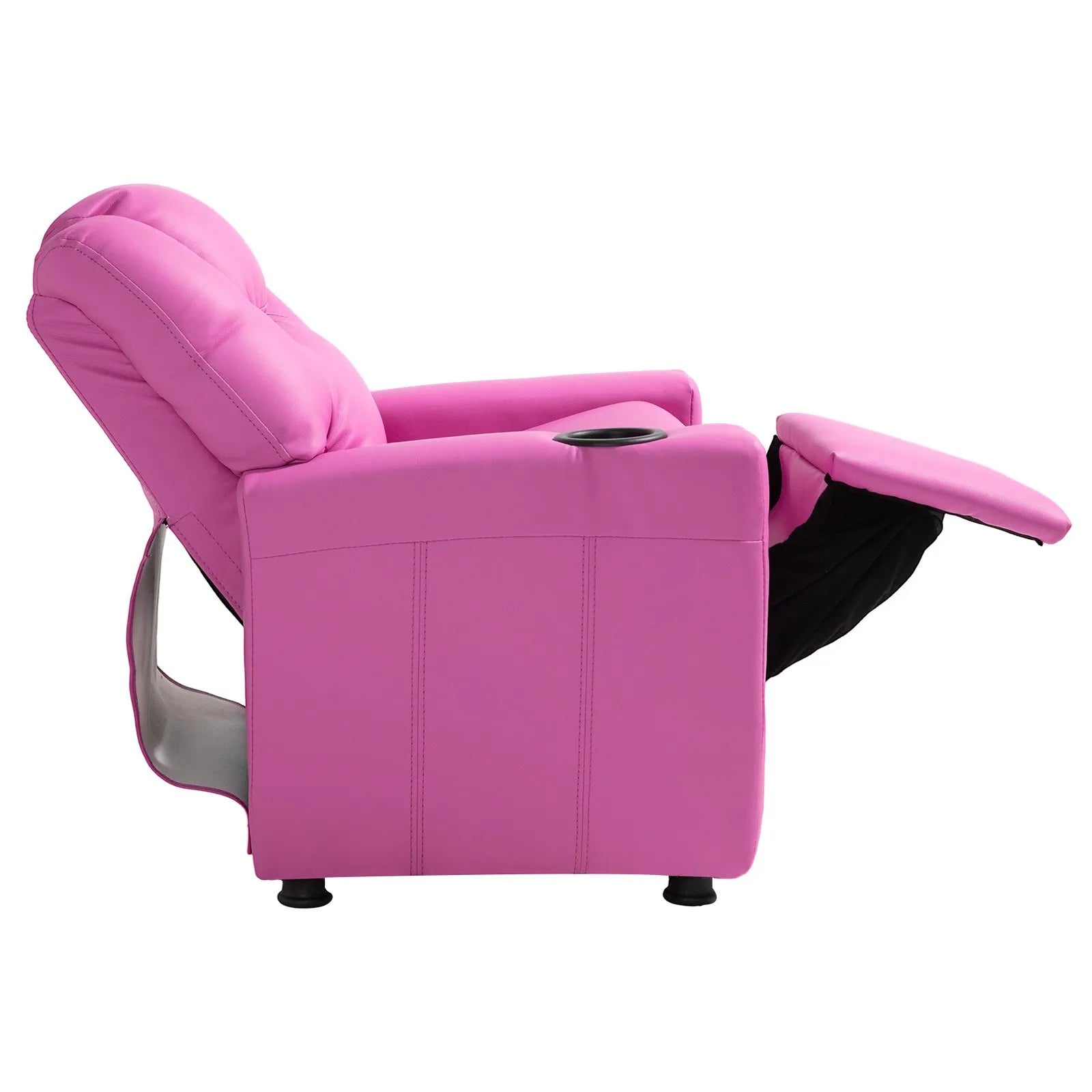 VEVOR Kids Reclining Chair PU Leather Toddler Recliner with Cup Holder (Pink)