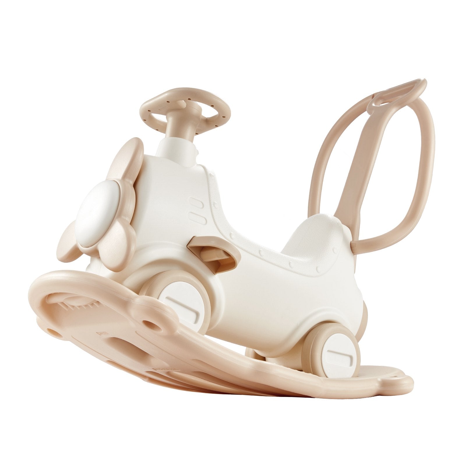 VEVOR 5 in 1 Rocking Horse for Toddlers 1-3 Years, Baby Rocking Horse with Trampoline, Detachable Balance Board, Push Handle and 4 Smooth Wheels, Support to 80lbs Kids Ride on Toy, White