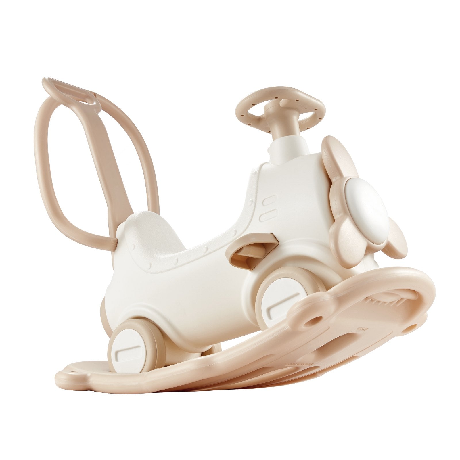 VEVOR 5 in 1 Rocking Horse for Toddlers 1-3 Years, Baby Rocking Horse with Trampoline, Detachable Balance Board, Push Handle and 4 Smooth Wheels, Support to 80lbs Kids Ride on Toy, White