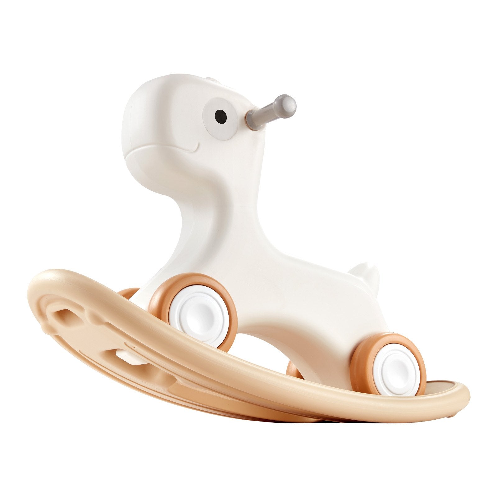VEVOR 3 in 1 Rocking Horse for Toddlers 1-3 Years, Baby Rocking Horse with Detachable Balance Board and 4 Smooth Wheels, Support up to 80 lbs HDPE Material Kids Ride on Toy, 40° Swinging, White