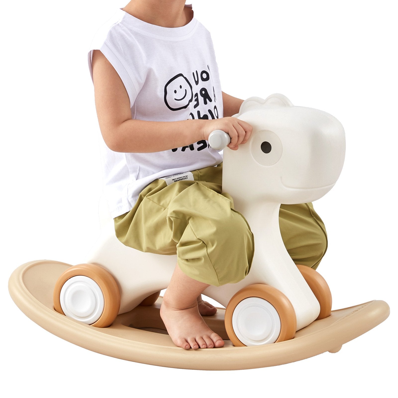 VEVOR 3 in 1 Rocking Horse for Toddlers 1-3 Years, Baby Rocking Horse with Detachable Balance Board and 4 Smooth Wheels, Support up to 80 lbs HDPE Material Kids Ride on Toy, 40° Swinging, White