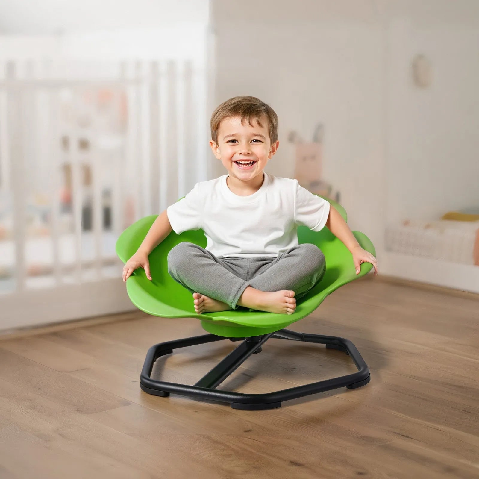 VEVOR Kids Swivel Chair, 220 lbs Capacity, Cylinder Shape Sensory Spinning Chair, Autistic Kids Sensory Toy Seat with Non-Slip Metal Base, Toddler Sit & Spin Seat for Coordination Balance Focus, Green