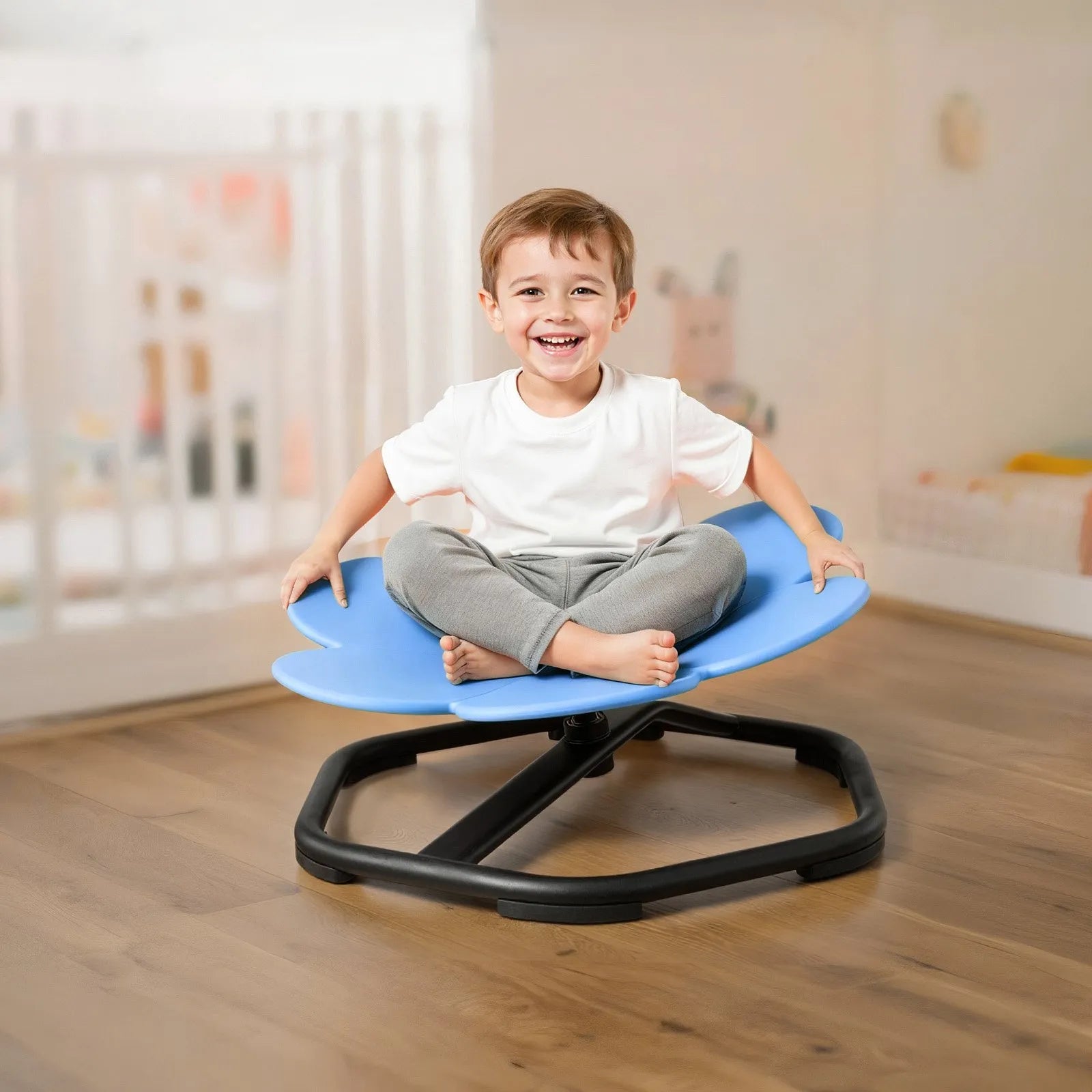 VEVOR Kids Swivel Chair, 220 lbs Capacity, Flower Shape Sensory Spinning Chair, Autistic Kids Sensory Toy Seat with Non-Slip Metal Base, Toddler Sit & Spin Seat for Coordination Balance Focus, Blue