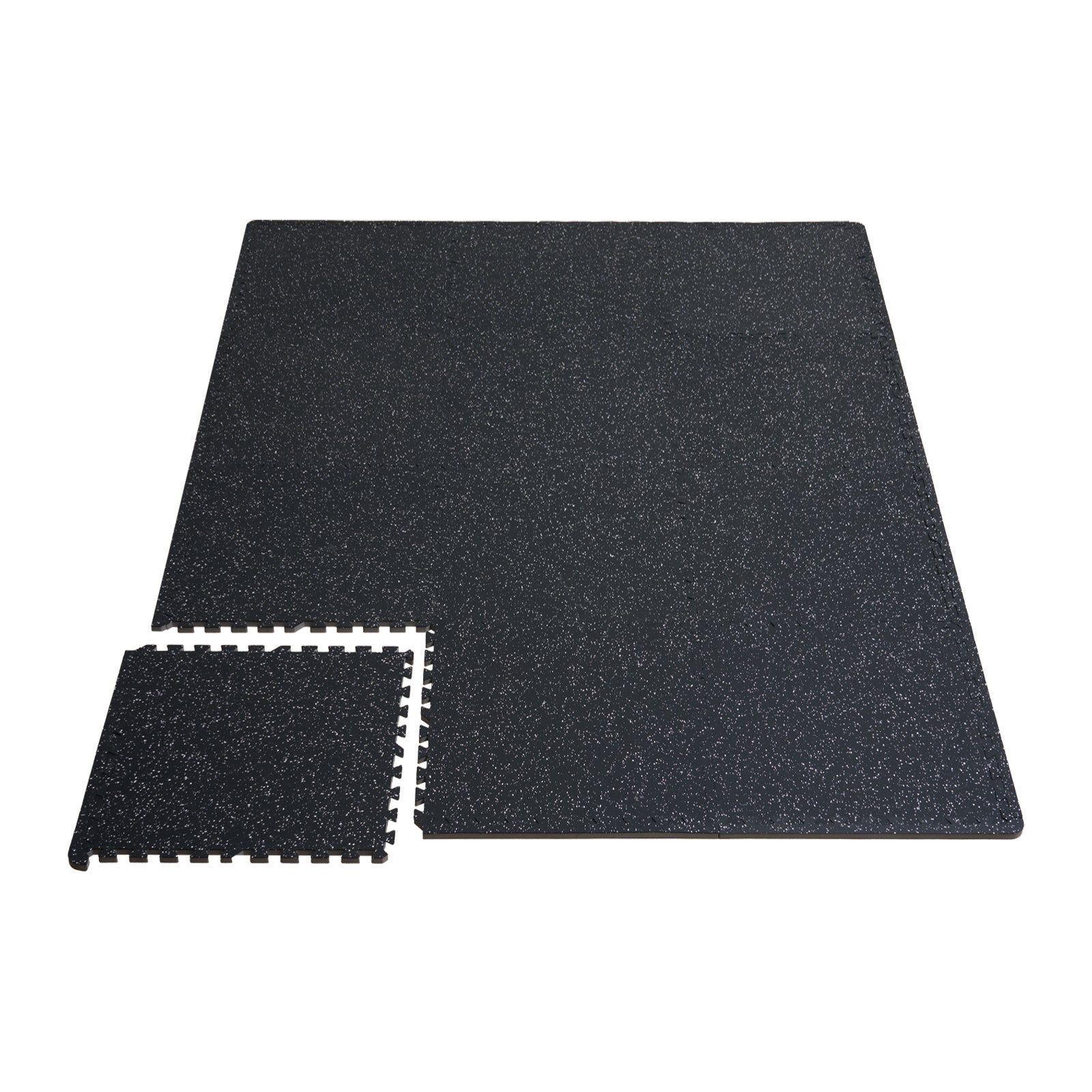 VEVOR 0.56" Thick Gym Floor Mats 25 Tiles Rubber Top with EVA Foam Black & White