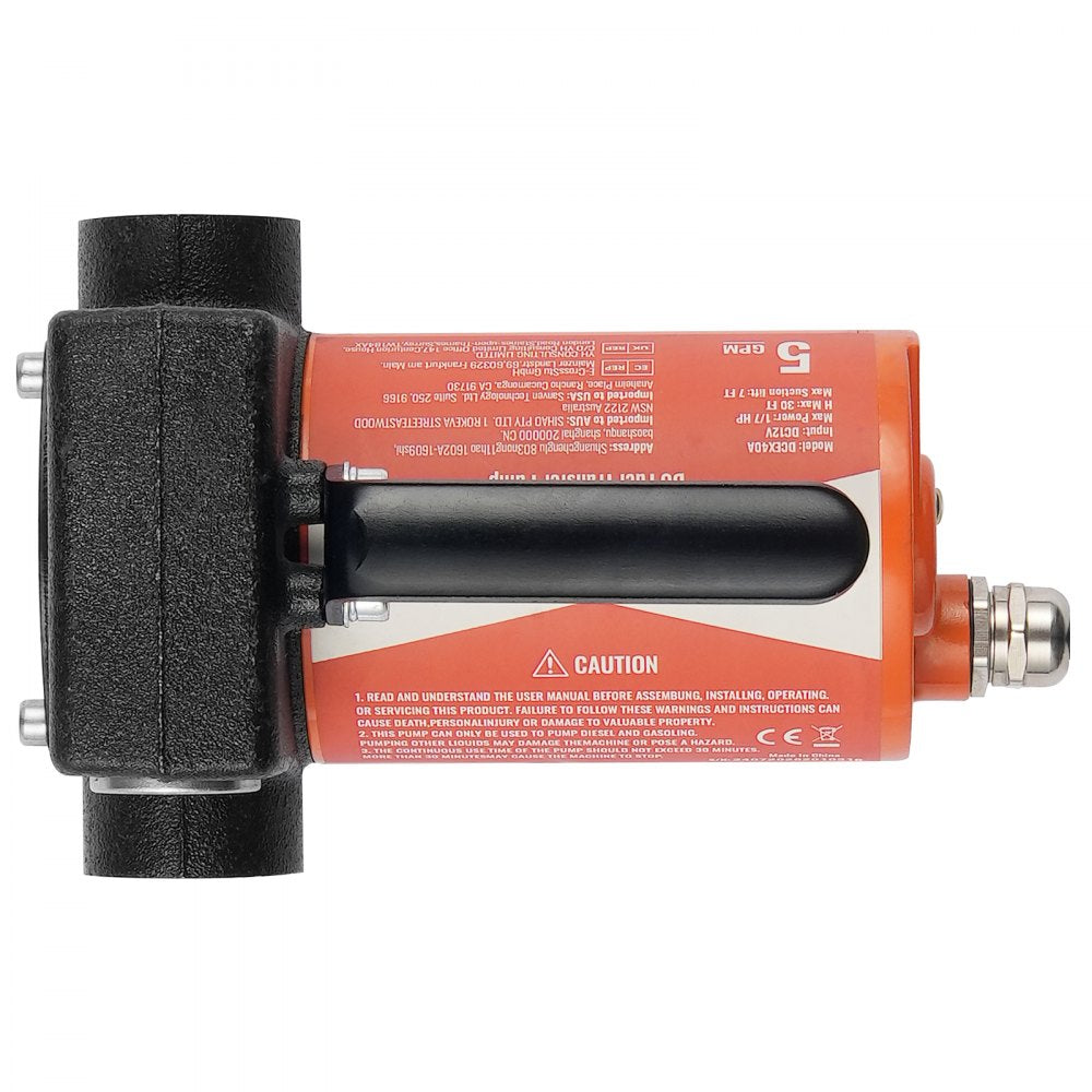 VEVOR Fuel Transfer Pump 12V 5 GPM 1/10 HP Diesel Pump with Auto Fuel Nozzle