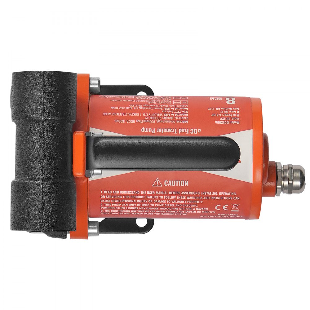 VEVOR Fuel Transfer Pump 12V 8 GPM 1/6 HP Diesel Pump with Auto Fuel Nozzle