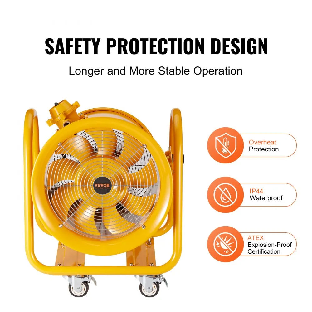 VEVOR Portable Ventilator, 16" Cylinder Fan, 1100W Industrial Blower, Shop Exhaust Fan, Dust Extraction Fan, Smoke Removal Blower, Heavy Duty Utility Fan, AC120V Portable Ventilator, Industrial Ventilation Fan, Workshop Cylinder Fan