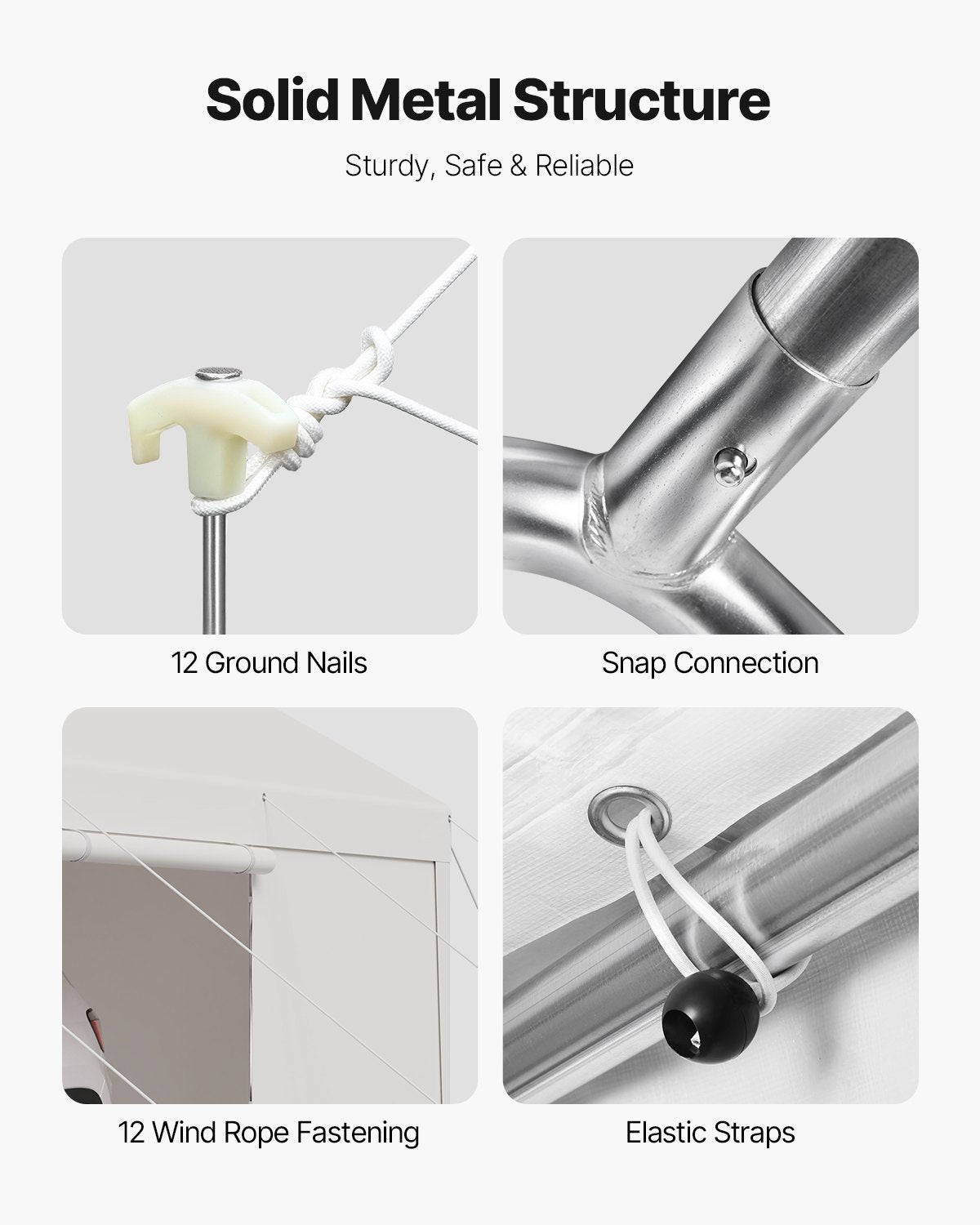 VEVOR Carport Car Canopy 12x20FT Heavy Duty Car Shelter with Sidewalls Grey