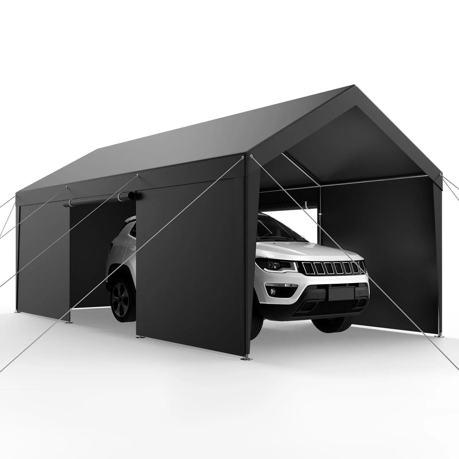 VEVOR Carport Car Canopy 12x20FT Heavy Duty Car Shelter with Sidewalls White