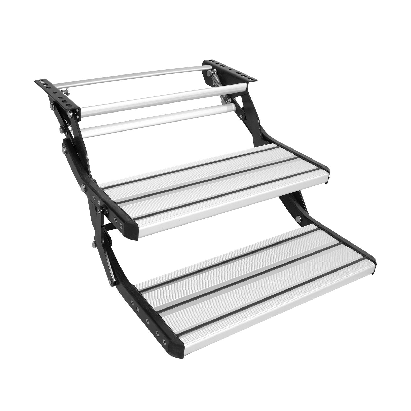 VEVOR RV Steps, 2-Step, Manual Retractable RV Stairs, Foldable, 440 LBS Load Capacity, Aluminum Alloy Steps, Thickened Steel Plate, Non-Slip Steps for Safe Entry and Exit, RV, Trailer, Camper Steps