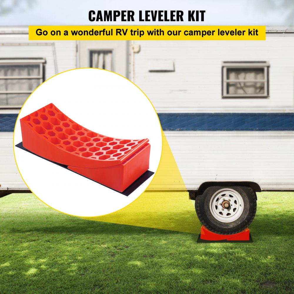 VEVOR Camper Leveler, 14 Pack, HDPE RV Leveling Blocks, Includes Two Curved Levelers, Four Chocks, Four Pads, Two Anti-Slip Mats, One Step & Carry Bag, Heavy Duty Leveler for Camper Up to 35,000 Lbs