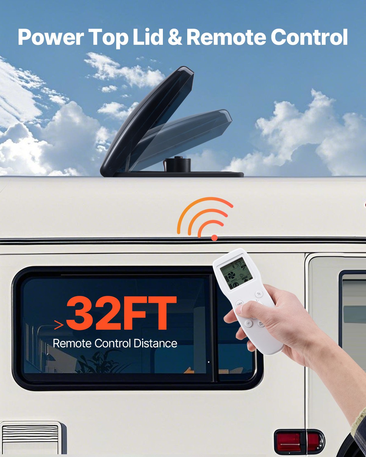 VEVOR RV Vent Roof Fan 14 inch 10-Speed Reversible with Remote Control