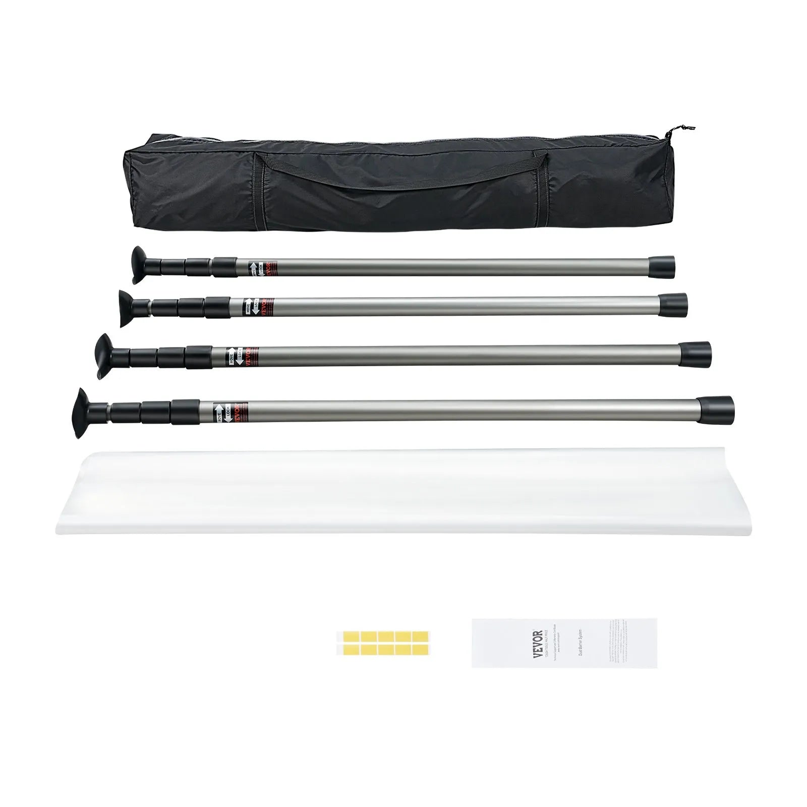 VEVOR Dust Barrier Poles, 10 Ft Poles with 4 Telescoping Poles, Carry Bag, and 32.8x13.12 Ft Plastic Film, for Interior Decoration and Painting Projects