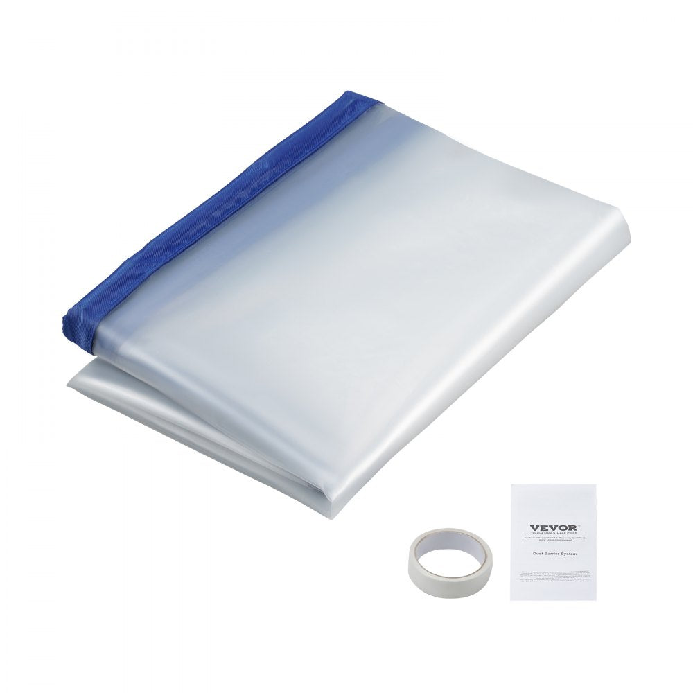VEVOR Dust Barrier, 7.5 x 4 ft Dust Barrier Door Kit, with Magnetic Self-Closing Zipper, PE Construction Door Cover for Dust Containment, Reusable Dust Protection Wall for Living Room Bathroom Remodel