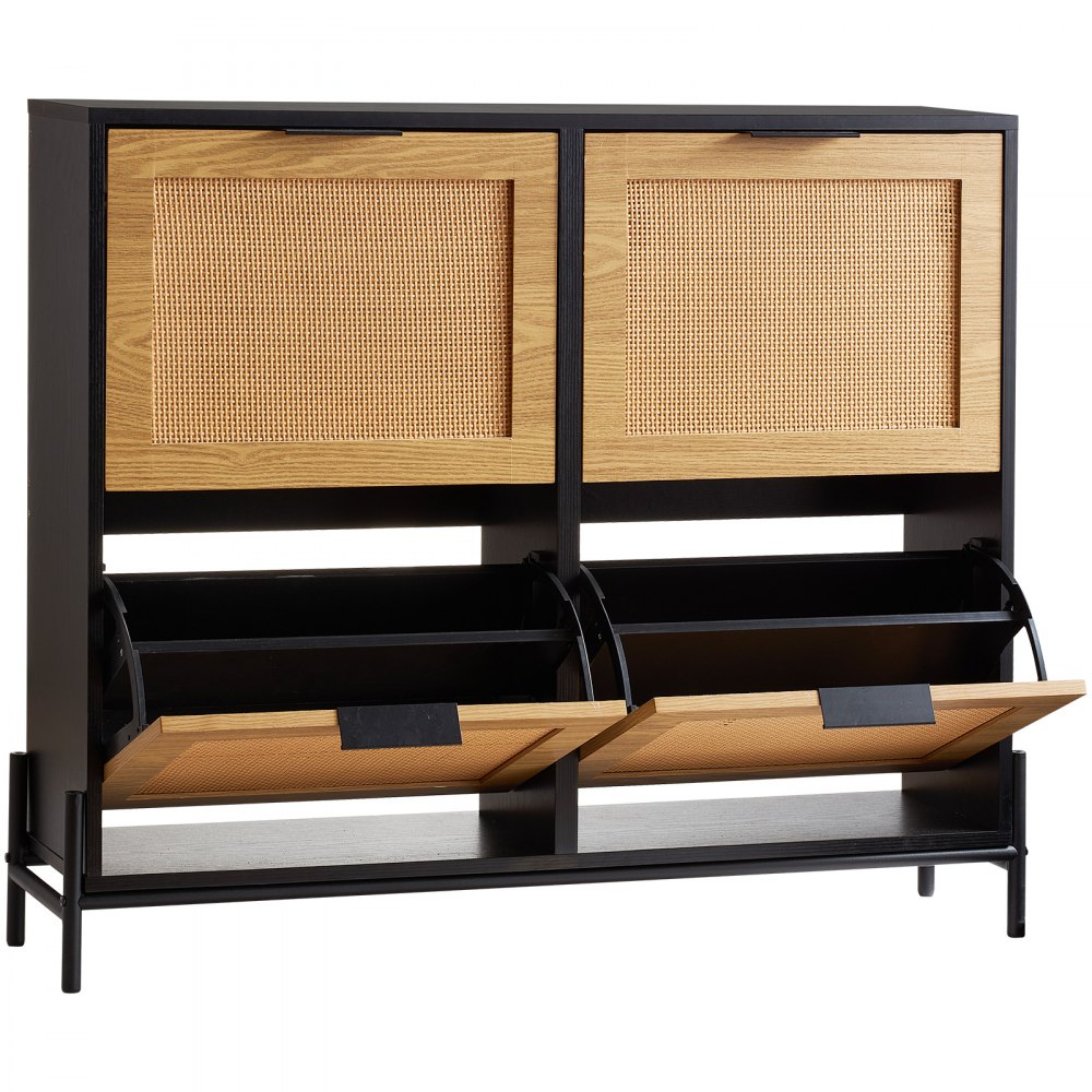 VEVOR Rattan Shoe Storage Cabinet Shoe Storage Organizer with 4 Flip Drawers