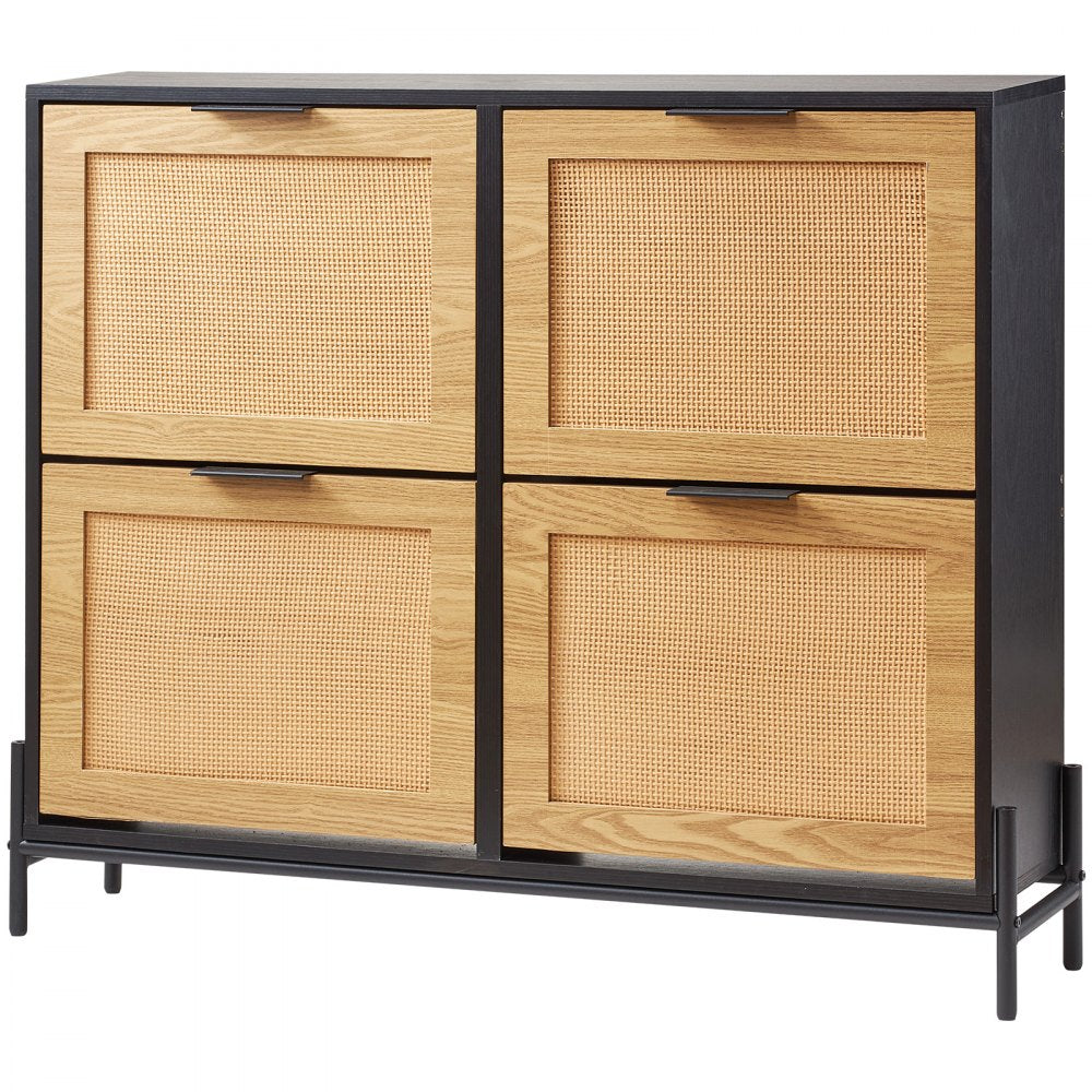 VEVOR Rattan Shoe Storage Cabinet Shoe Storage Organizer with 4 Flip Drawers