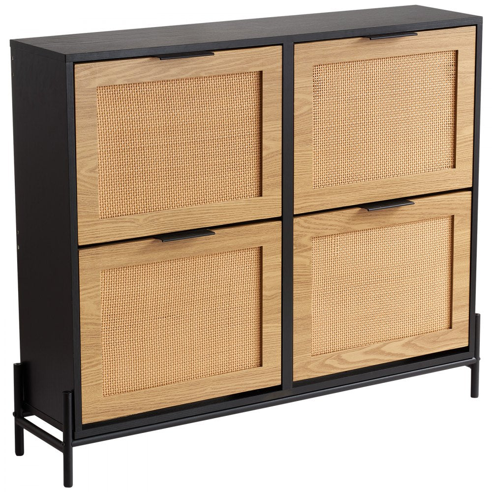 VEVOR Rattan Shoe Storage Cabinet Shoe Storage Organizer with 4 Flip Drawers