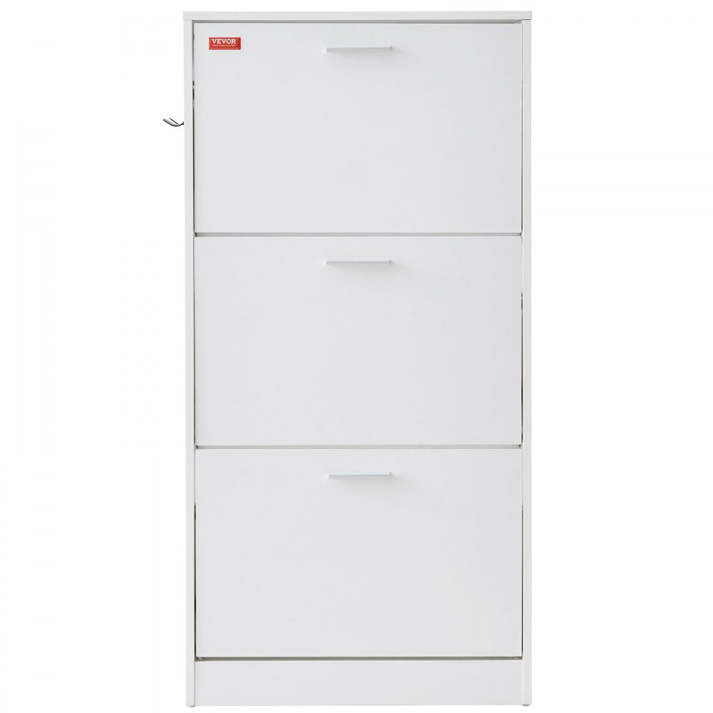 VEVOR Shoe Cabinet with 3 Flip Drawers, Shoe Storage Cabinet for Entryway, Free Standing Shoe Storage Organizer with Side Hooks for Heels, Boots, Slippers in Hallway, Living Room