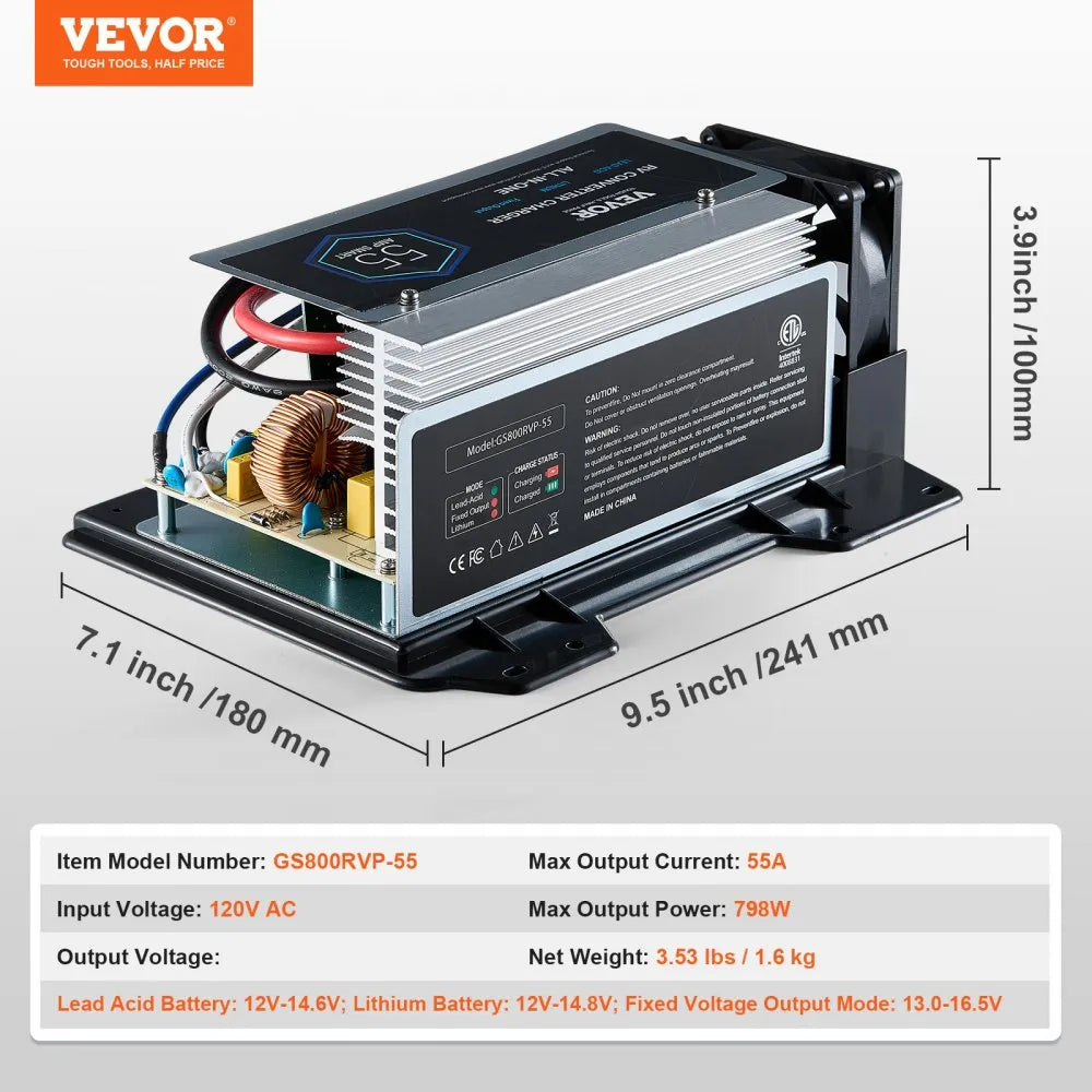 VEVOR WF-8955-AD-MBA Main Board Assembly 55 Amp RV Converter Replacement Unit