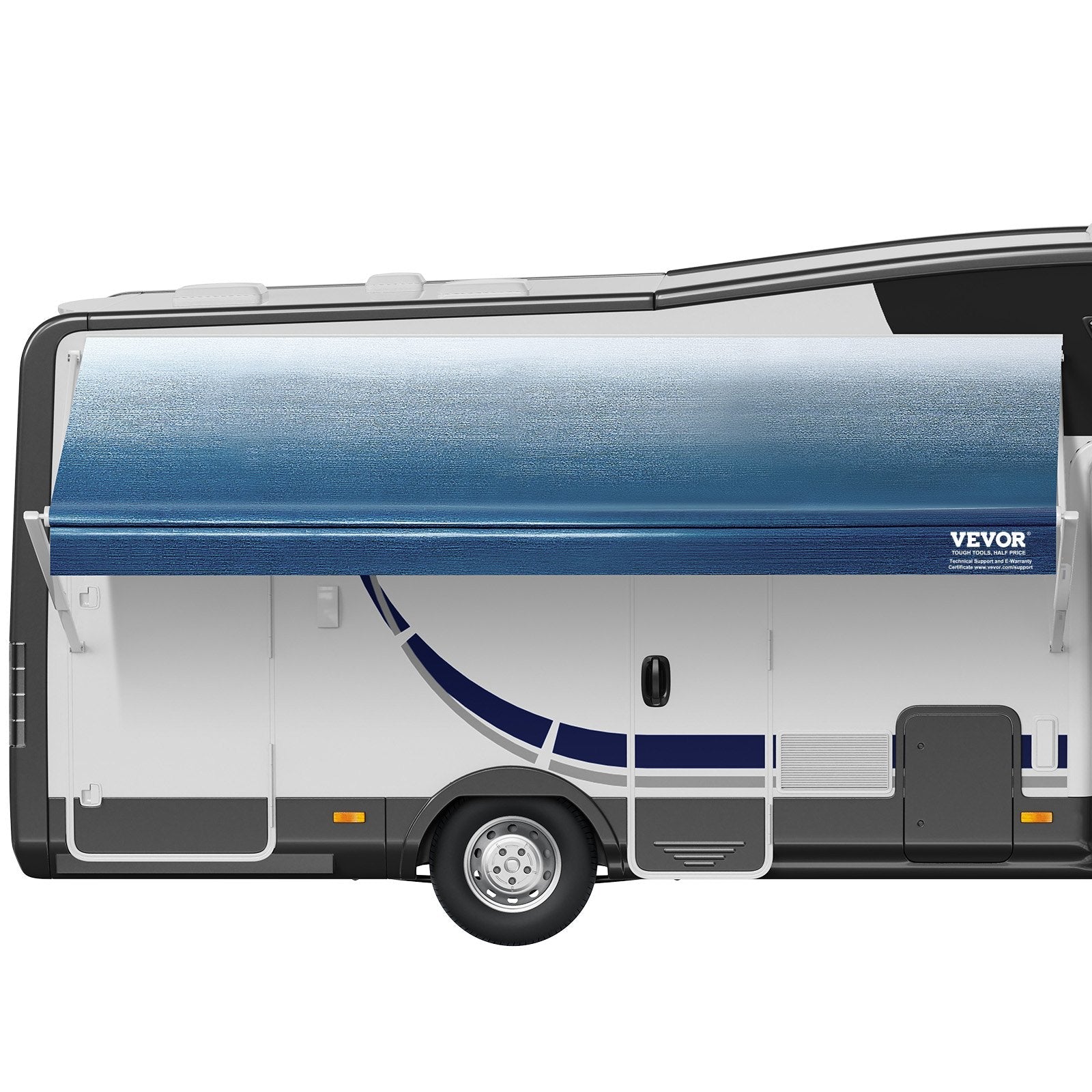 VEVOR RV Awning Fabric Replacement, 13'2" Fabric Length for 14' Awning, Heavy Duty 3-Ply 16oz PVC Camper Awning Fabric, Waterproof & UV Protection Outdoor Canopy for RV, Trailer, Motorhome, Blue Fade