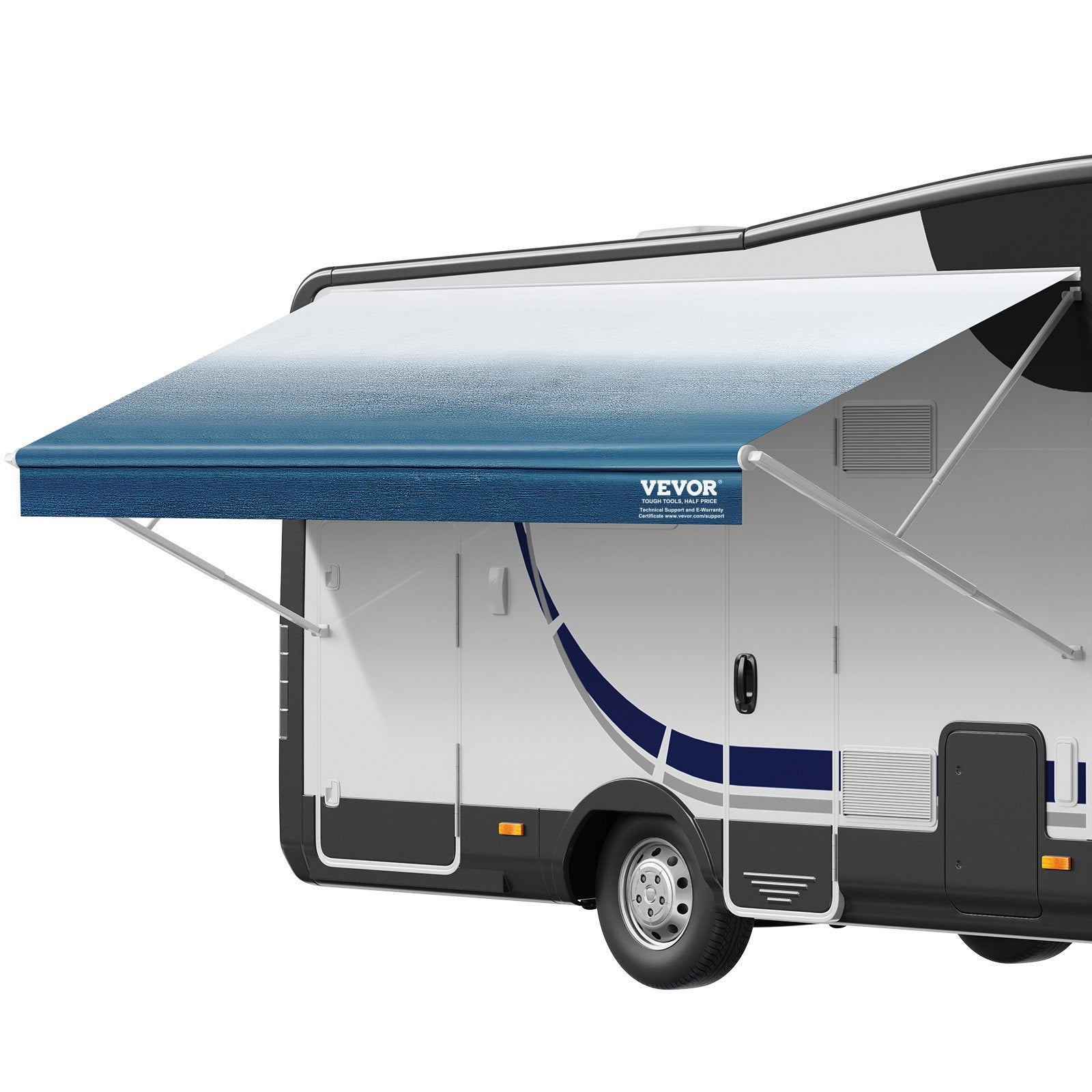 VEVOR RV Awning Fabric Replacement, 15'2" Fabric Length for 16' Awning, Heavy Duty 3-Ply 16oz PVC Camper Awning Fabric, Waterproof & UV Protection Outdoor Canopy for RV, Trailer, Motorhome, Blue Fade