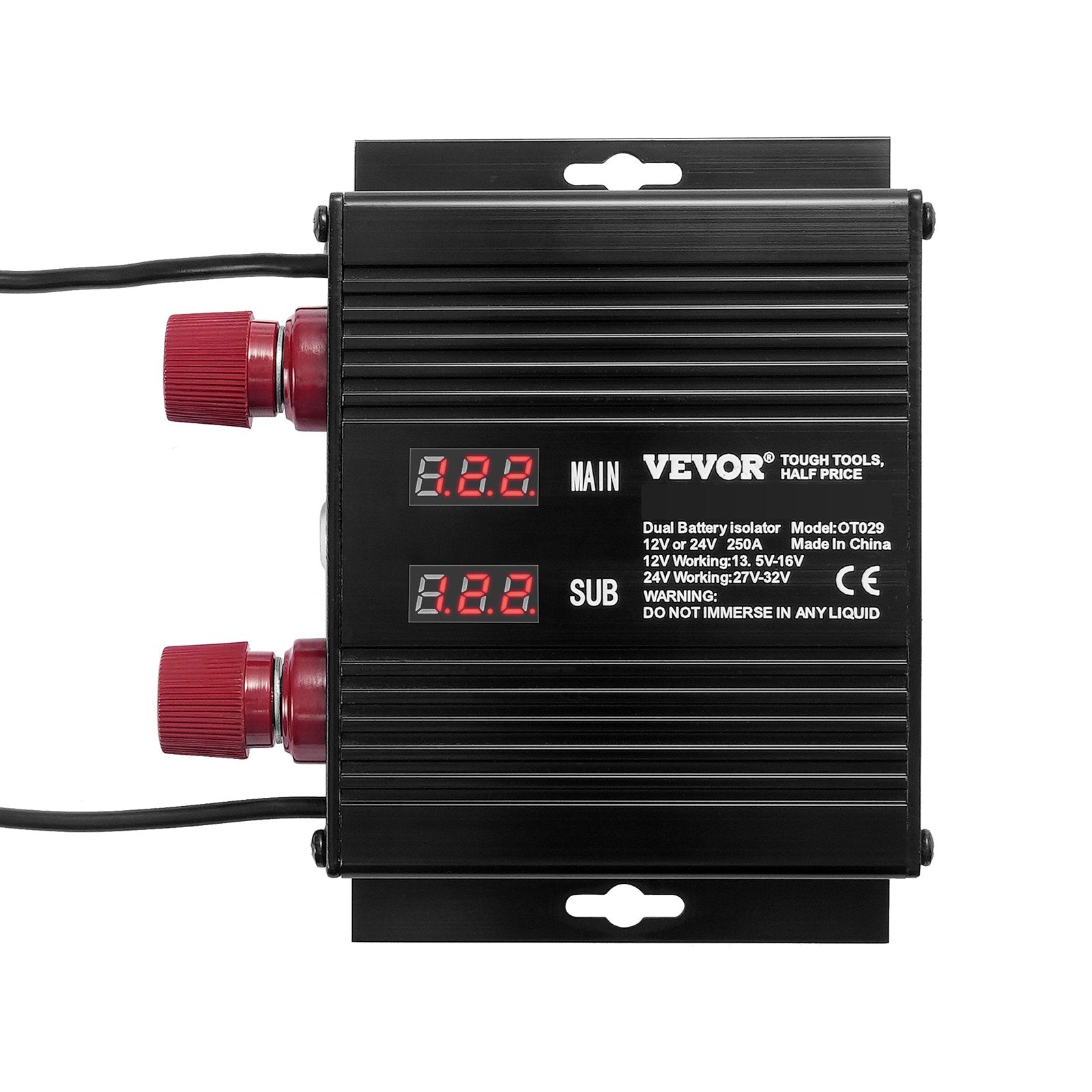 VEVOR 250 AMP Dual Battery Smart Isolator, 12V/24V, Universal VSR Voltage Sensitive Relay Battery Isolator Intelligent with LCD Screen, for Car Truck ATV RV Battery Starter Controller Power Switch