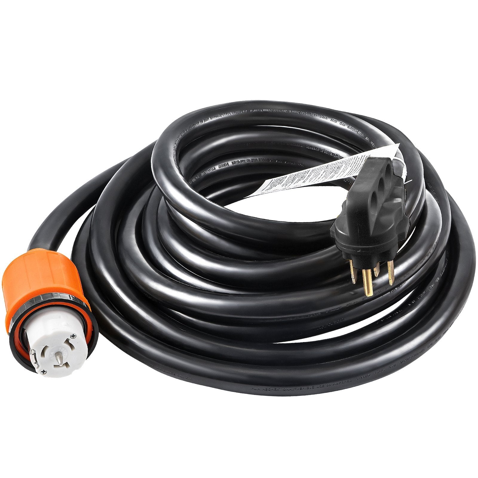 VEVOR Generator Cord, 30' Generator Power Cord with Plug in & Out Pin of Inlet Box Side, 50AMP SS2-50R/CS6375 Style Inlets Cable, 12000W Extension Cord, 125/250V Power Tested to UL Standards