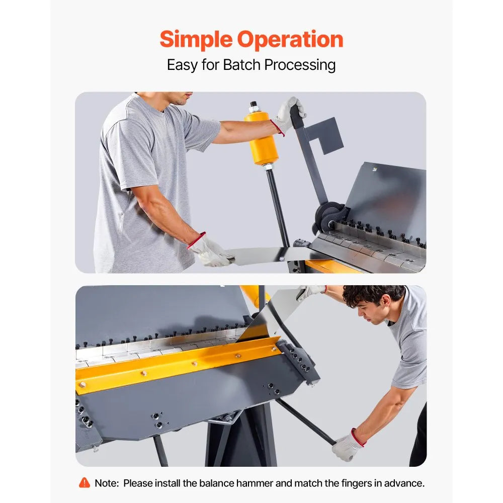 Box and Pan Brake 48" Sheet Metal Bending Machine | 12-Gauge Capacity | 0°–135° Adjustable