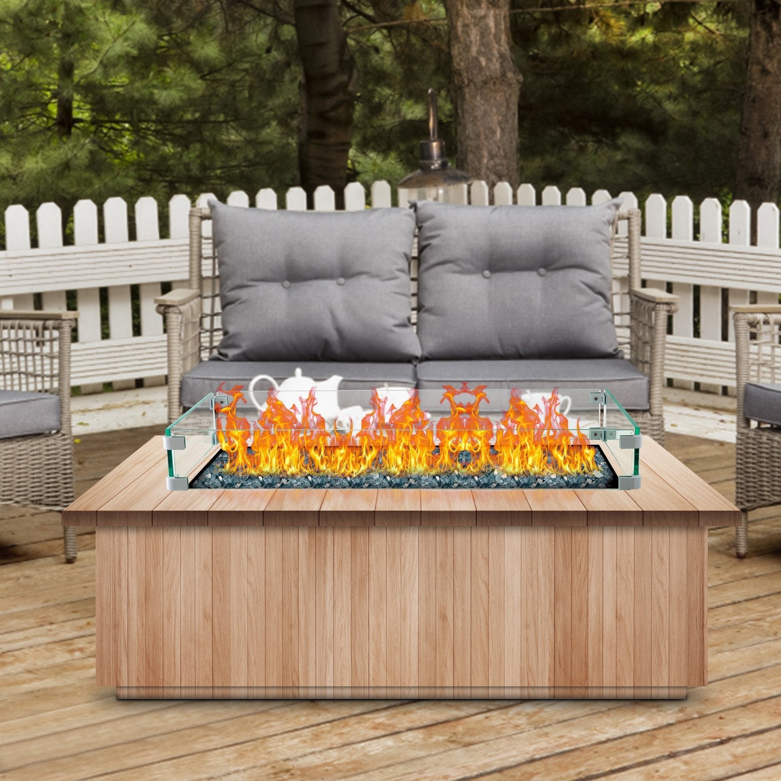 Fire Table Tempered Glass Wind Guard Fence 41.8" x 18" x 6"