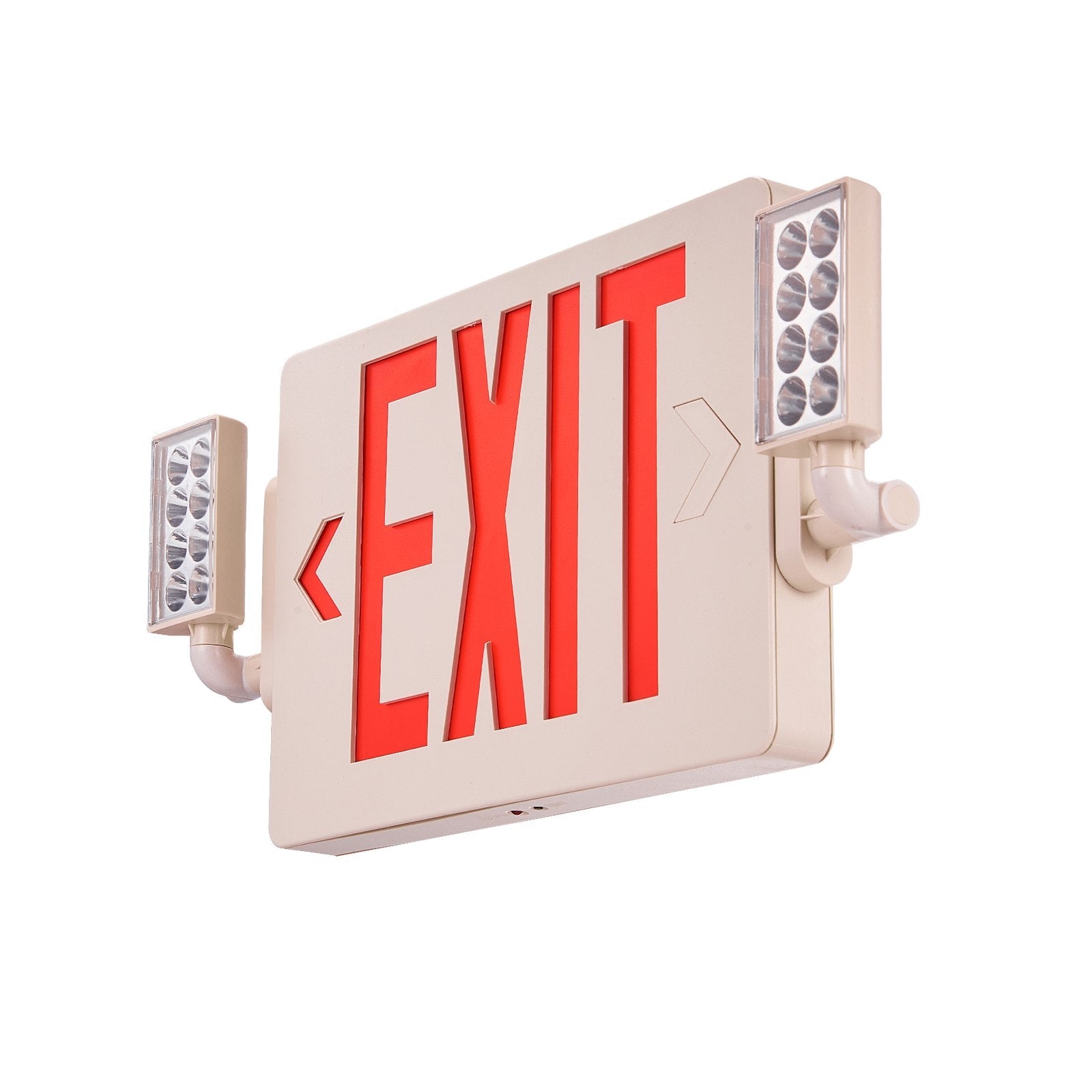 VEVOR LED Exit Sign with Emergency Lights, Two Heads Emergency Exit Light with Battery Backup, Combo Red Letter Fire Exit Lighting, Commercial Exit Signs for Business, White Tested to UL Standards