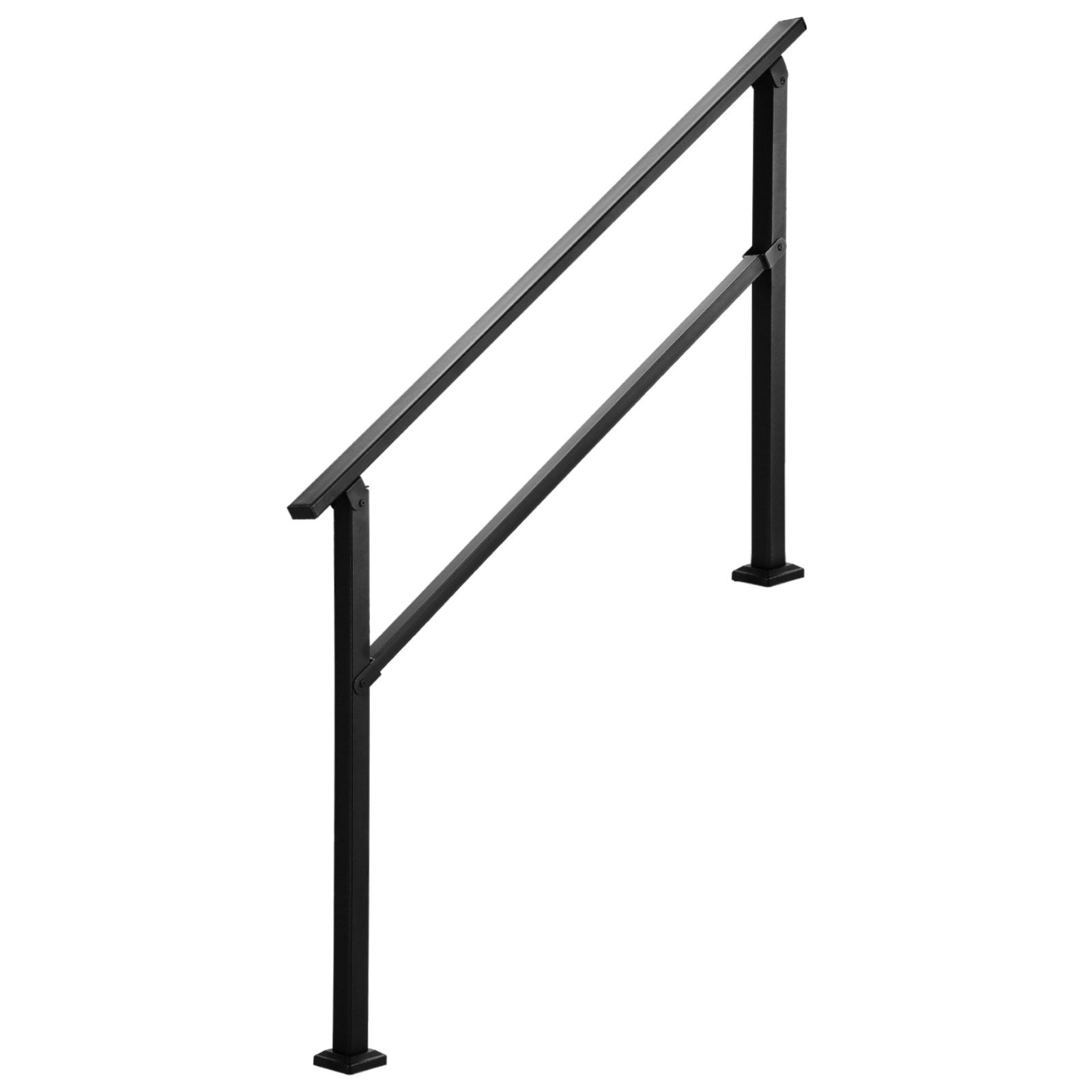 VEVOR Outdoor Handrails for 4-5 Step Stairs Black Square Tube Easy Install