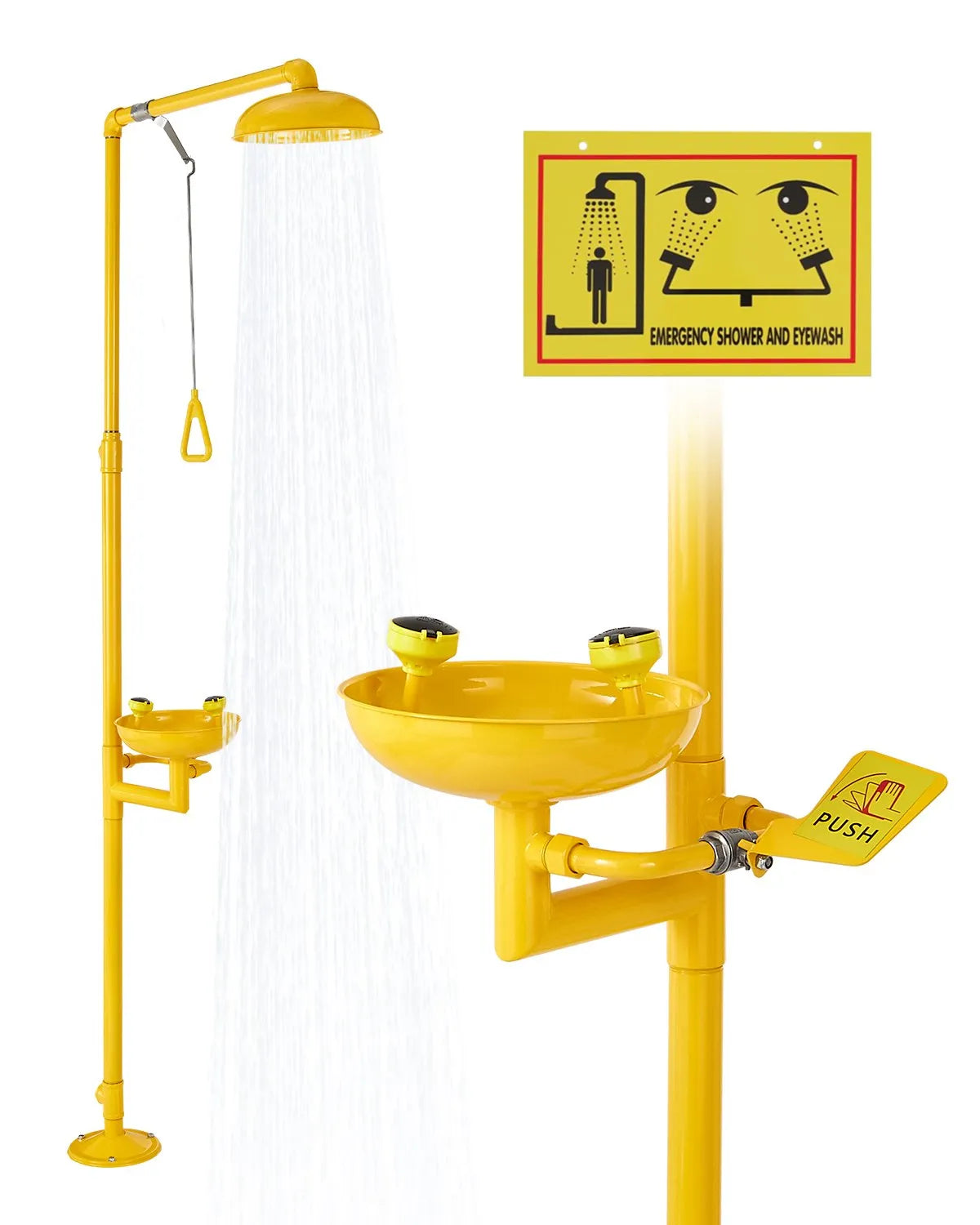 VEVOR Emergency Shower Eye Wash Station Combination OSHA-Approved Eyewash Unit