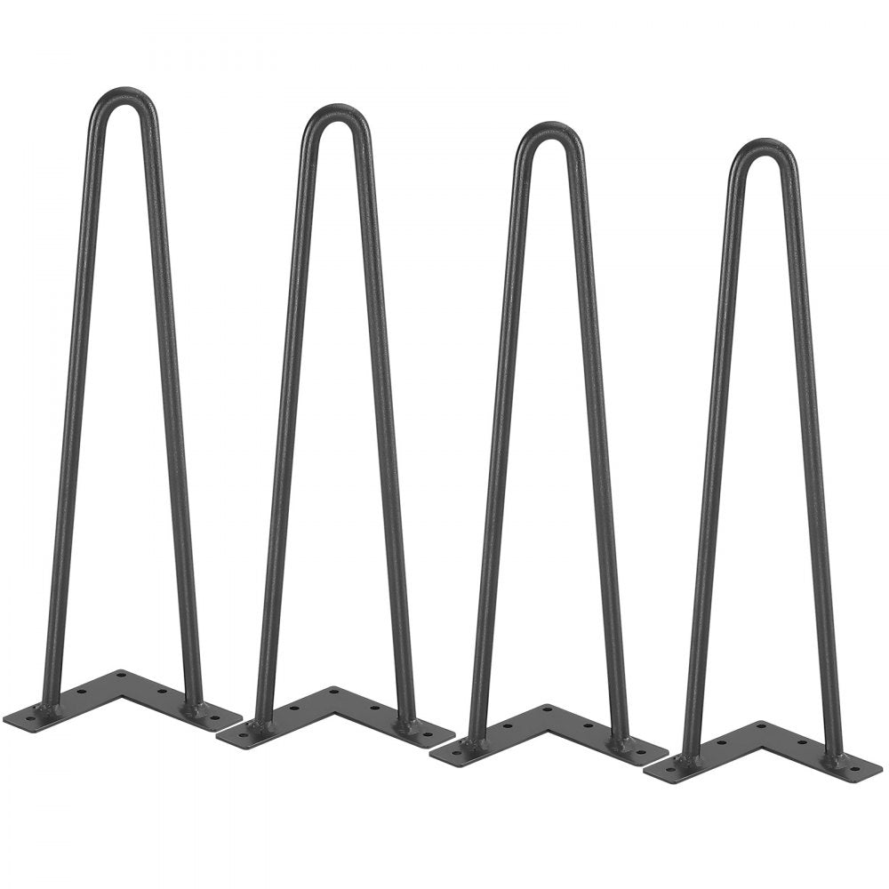 VEVOR 16" Hairpin Furniture Legs, Metal Home DIY Projects for Nightstand, Coffee Table, Desk, 500lbs Load Capacity with Rubber Floor Protectors, Metal Heavy Duty Sturdy Modern Table Legs, 4PCS Black