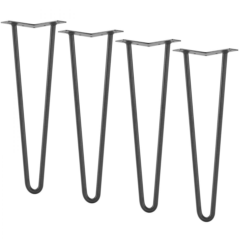 VEVOR 16" Hairpin Furniture Legs, Metal Home DIY Projects for Nightstand, Coffee Table, Desk, 500lbs Load Capacity with Rubber Floor Protectors, Metal Heavy Duty Sturdy Modern Table Legs, 4PCS Black