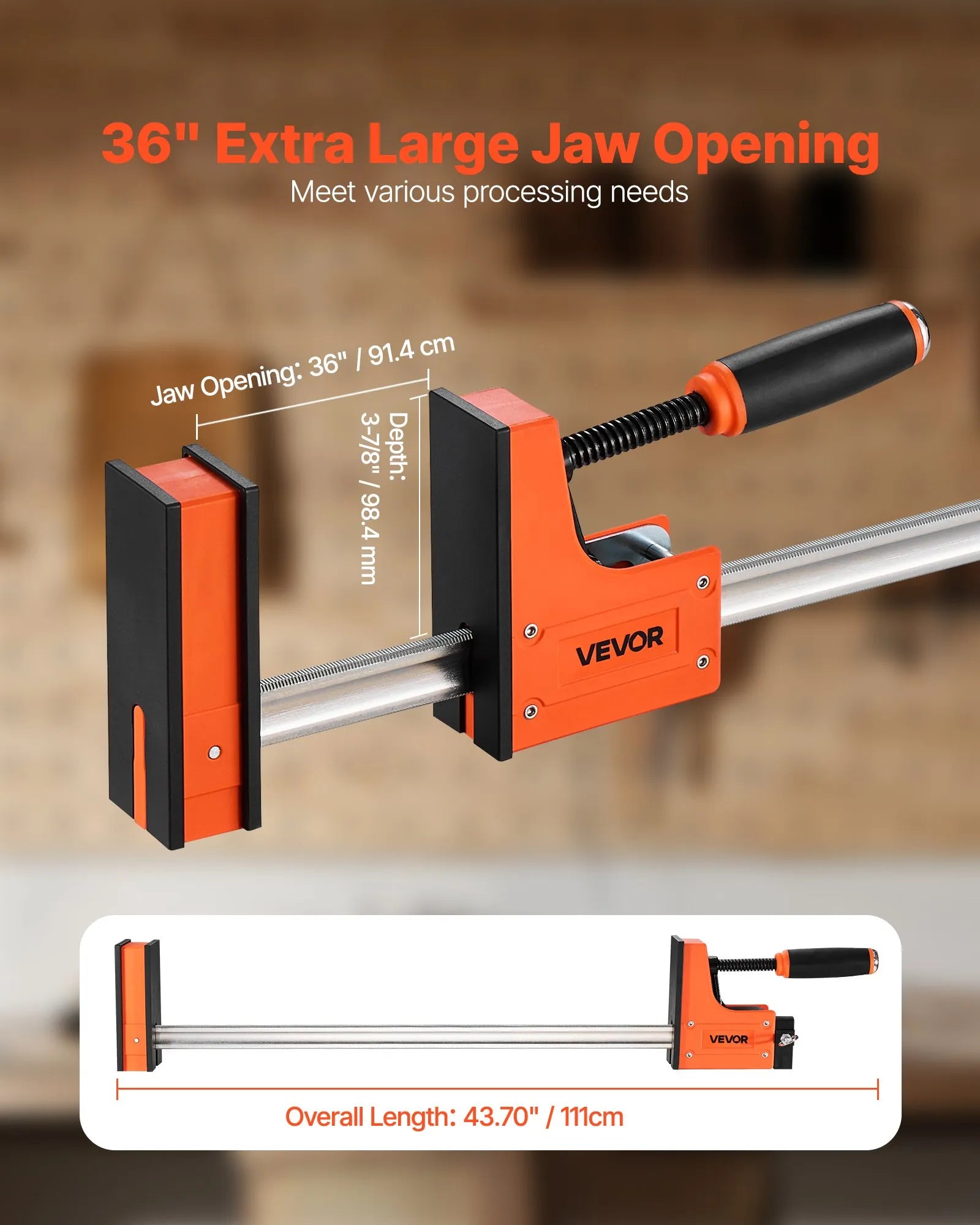 VEVOR Bar Clamps for Woodworking 2-Pack 36 inch Parallel Clamp Set Even Pressure