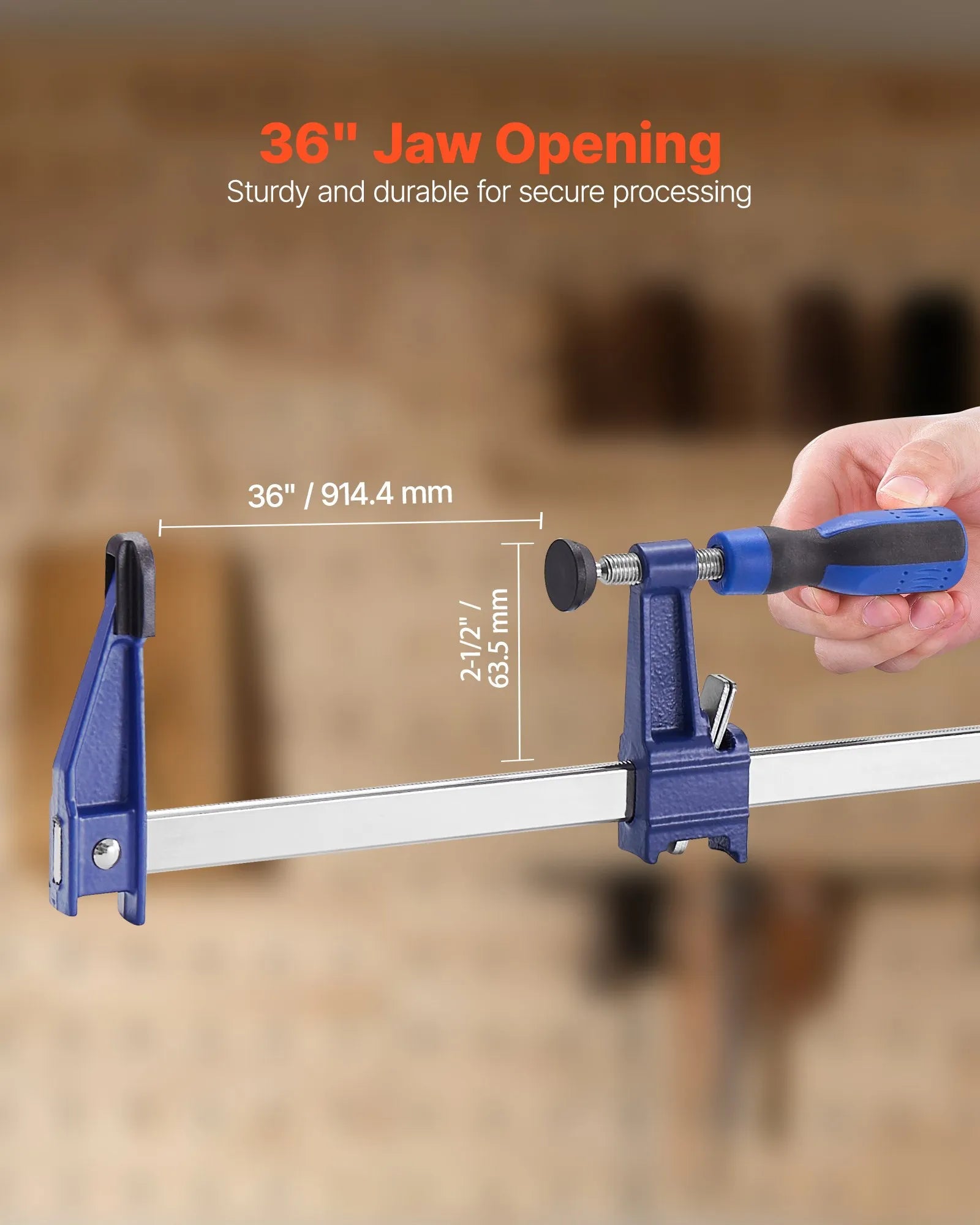 VEVOR Bar Clamps for Woodworking 2-Pack 36 in Opening Lockable F Clamp Cast Iron
