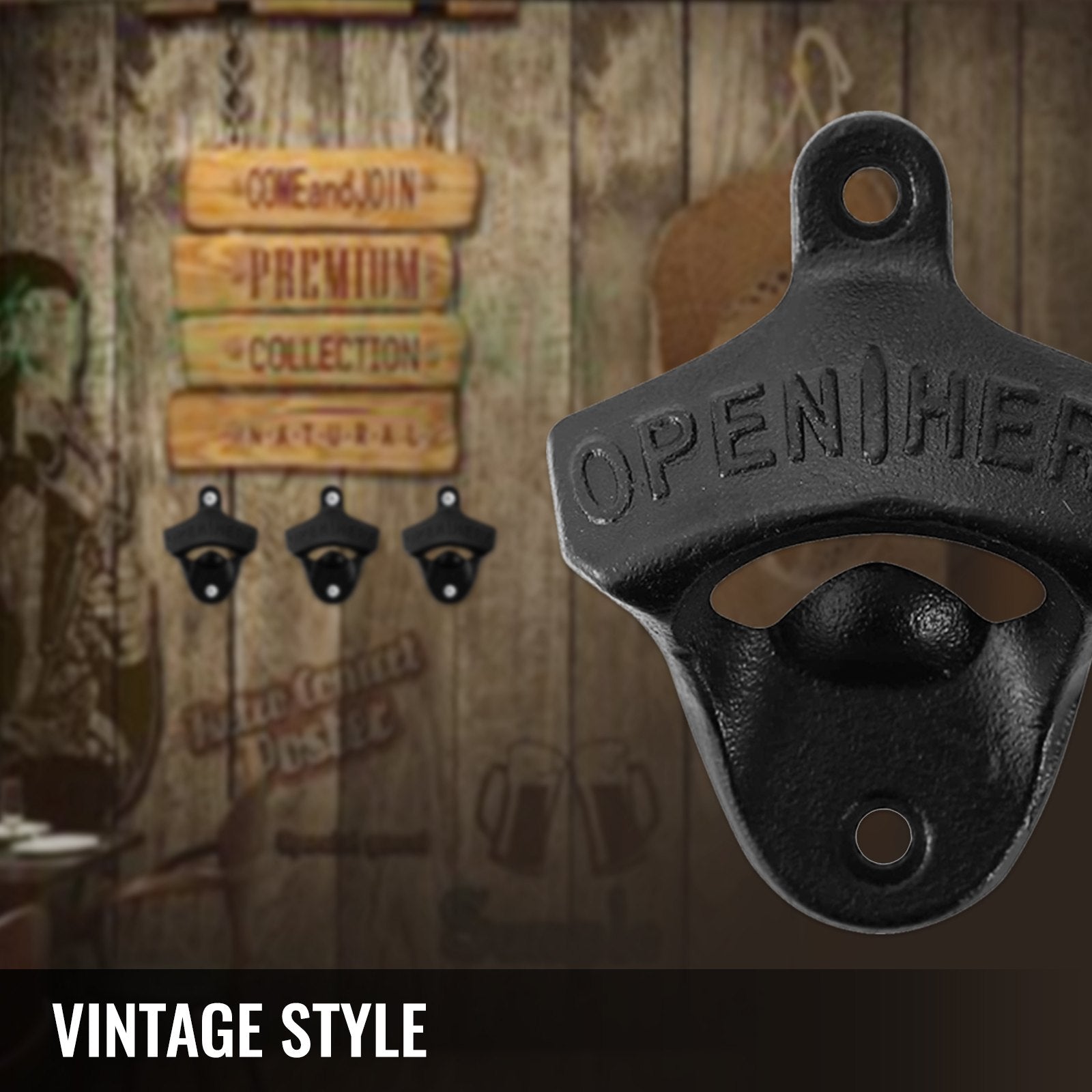 VEVOR Rustic Set of 100 Classic Vintage Finish Wall Mount Cast Iron Bottle Opener for Home Bars and Man Cave