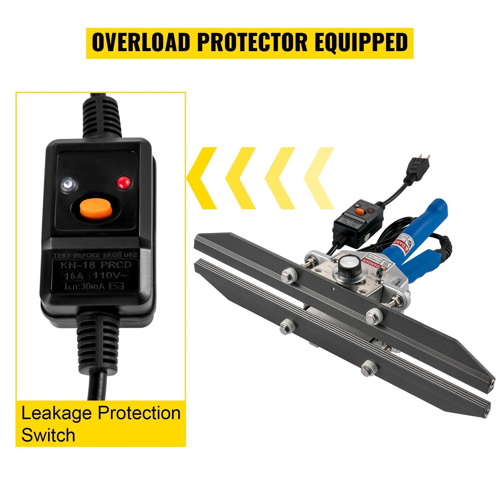 VEVOR Heat Crimp Sealer FKR-400 16" Bag Crimper 500W/110V Portable Hand Held Heat Crimper Sealer w/ 0-250? Temperature Control For Mylar Bag,Foil Bag, Cellophane Bag, Kraft Paper Bag, BOPP Bag