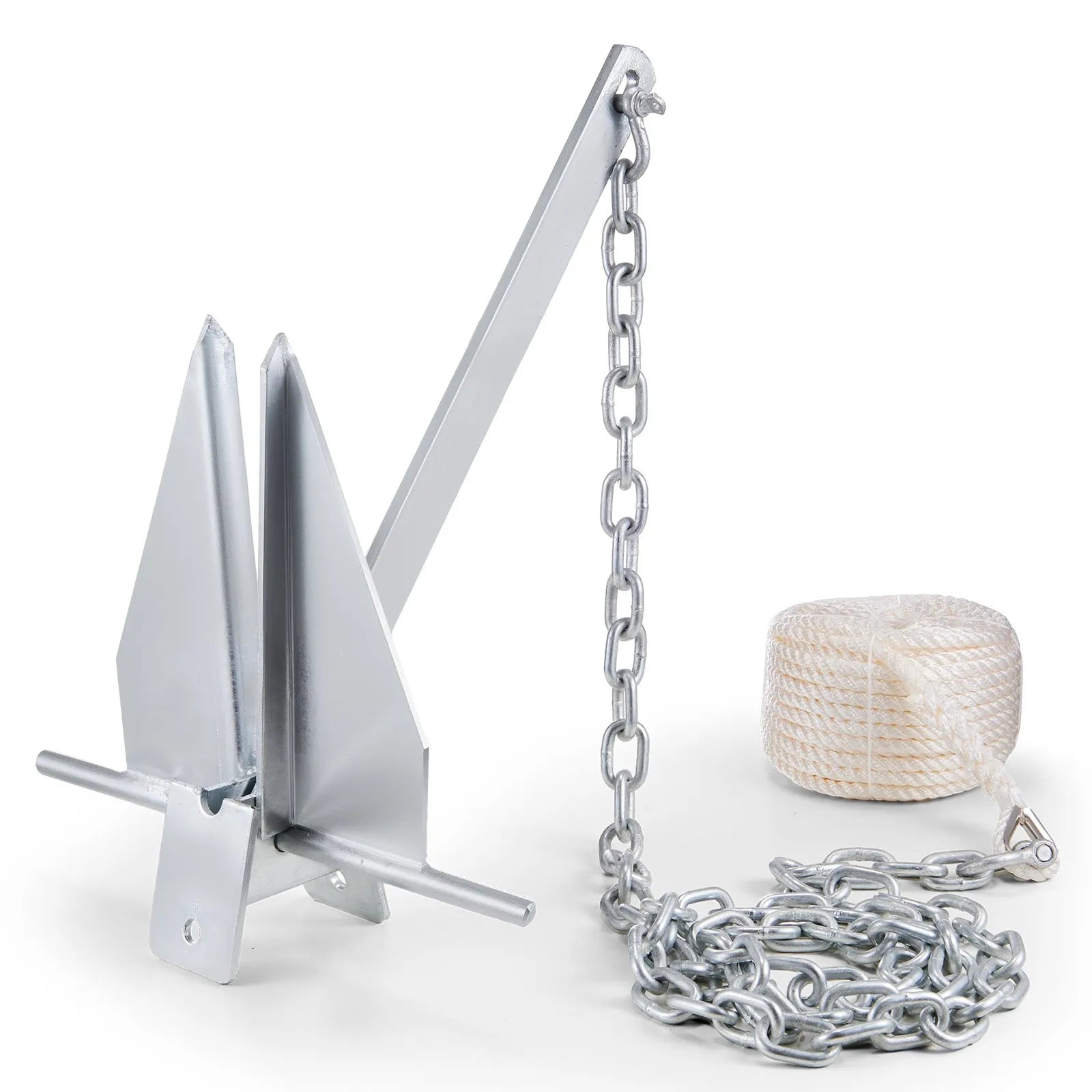 VEVOR Anchor Kit, 13 LBS Hot-Dipped Galvanized Steel Anchor with 7.9' Chain, 101' Rope and Two 0.4" Shackles, Marine Boat Anchor for Small Vessels Under 30', Seas, Rivers and Shores