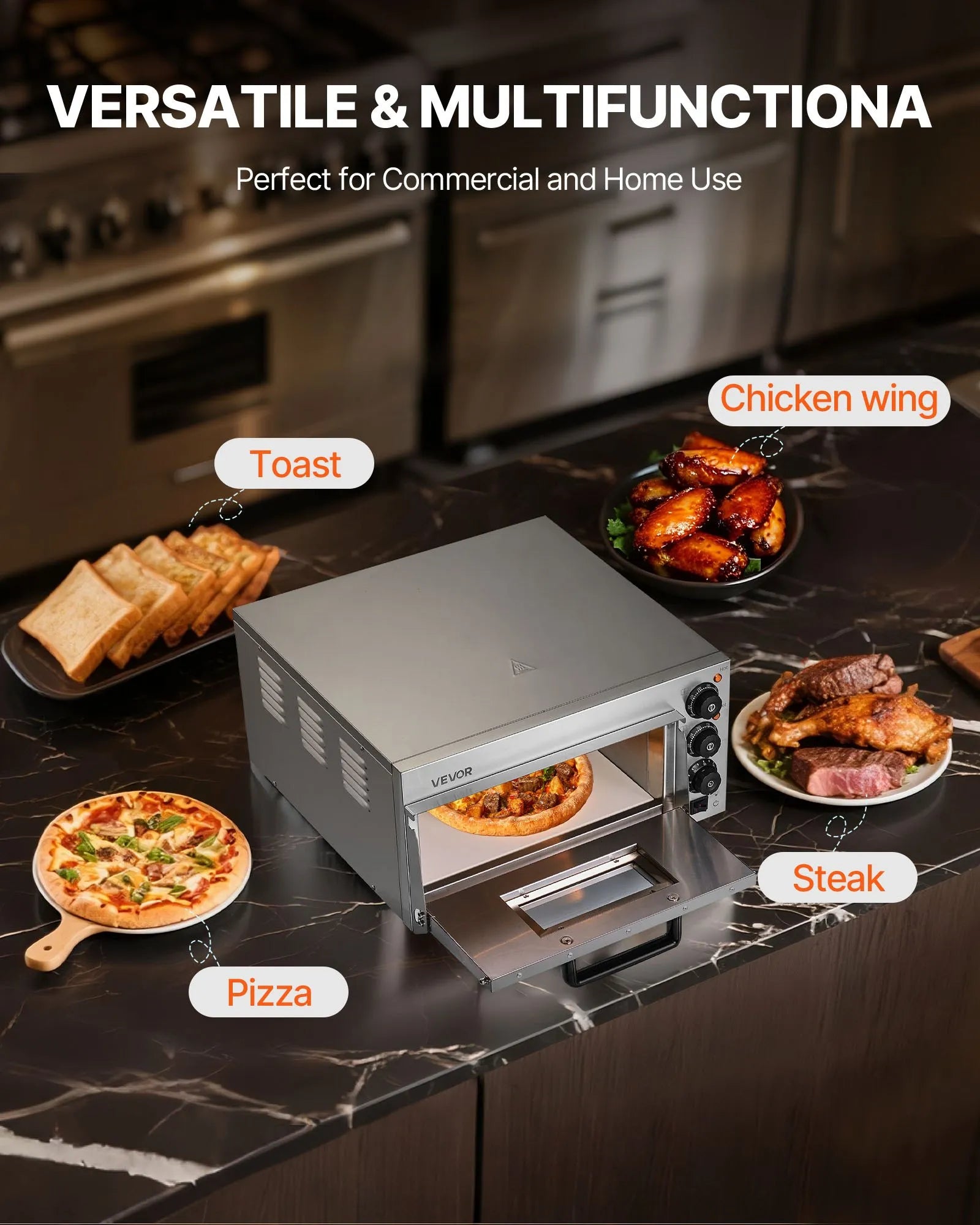 VEVOR Commercial Countertop Pizza Oven Electric Pizza Oven for 16" Pizza Indoor