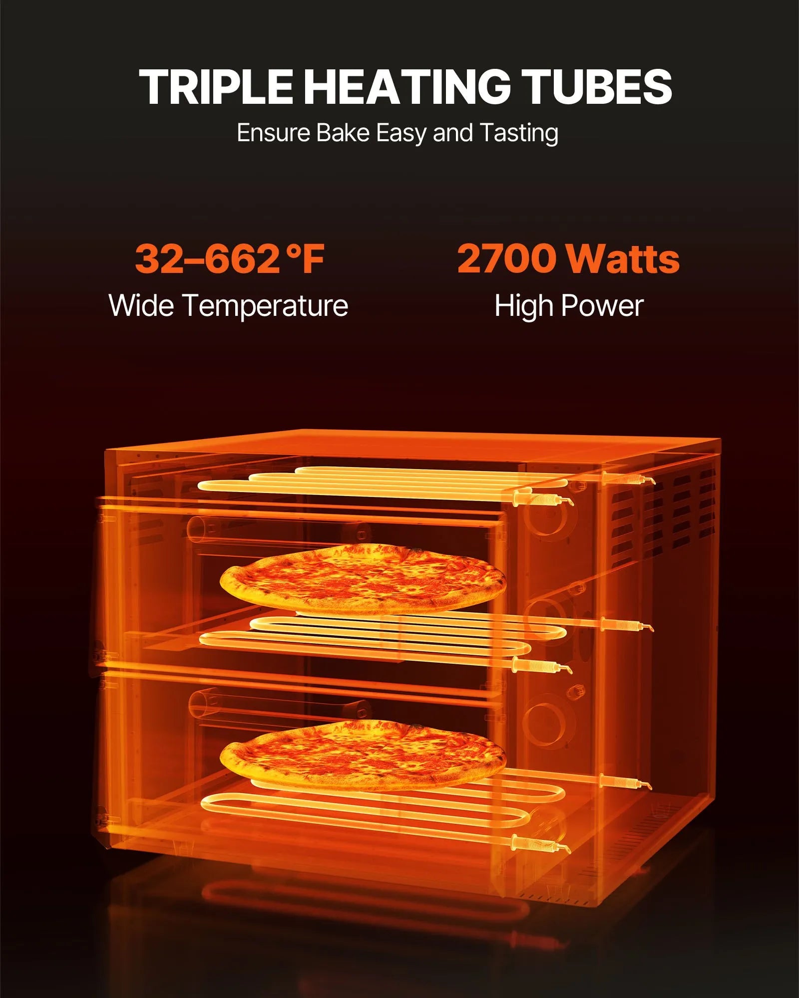 VEVOR Commercial Countertop Pizza Oven Electric Pizza Oven for 14" Pizza Indoor