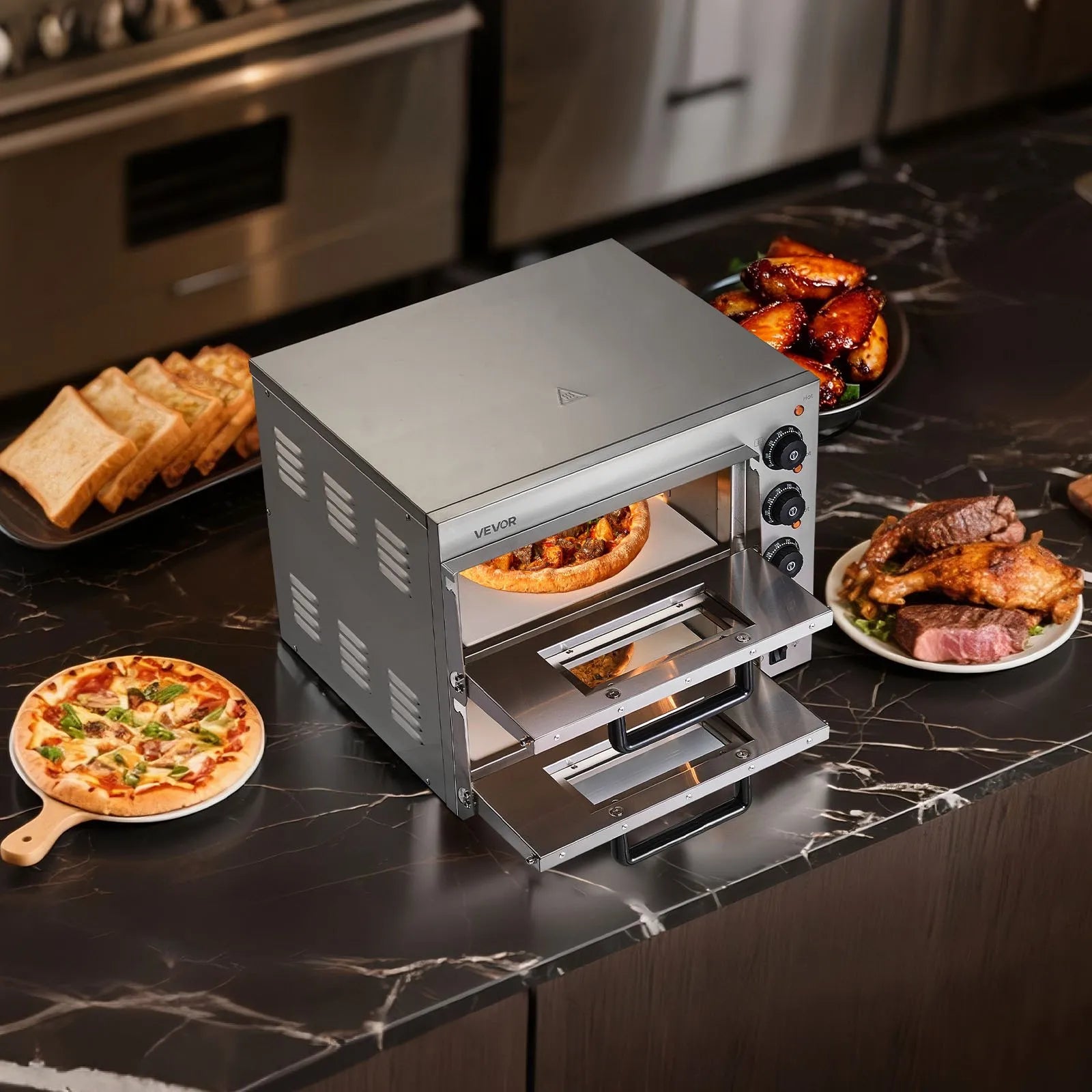 VEVOR Commercial Countertop Pizza Oven Electric Pizza Oven for 14" Pizza Indoor