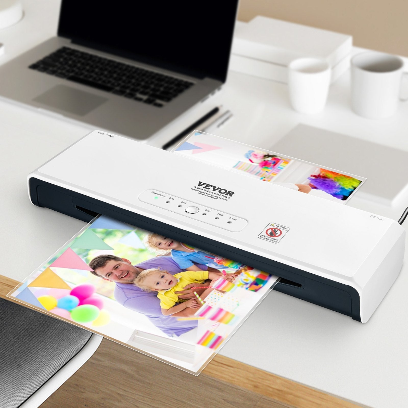 VEVOR Laminator, 13-inch Laminating Machine, 4 Rollers Hot and Cold Thermal Laminator, Quick Warm-up, Fast Laminating Machine with 3 mil Lamination Films for Home, Office, School