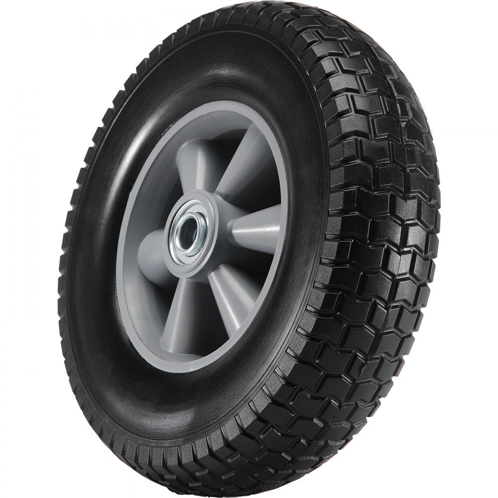 VEVOR Solid PU Run-Flat Tire Wheel, 10", 2-Pack, 180 lbs Dynamic Load, 220 lbs Static Load, Flat Free Tubeless Tires and Wheels for Hand Truck, Utility Cart, Dollies, Garden Trailers, Various Carts