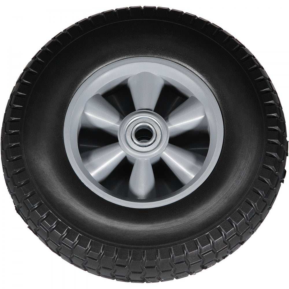 VEVOR Solid PU Run-Flat Tire Wheel, 10", 2-Pack, 180 lbs Dynamic Load, 220 lbs Static Load, Flat Free Tubeless Tires and Wheels for Hand Truck, Utility Cart, Dollies, Garden Trailers, Various Carts